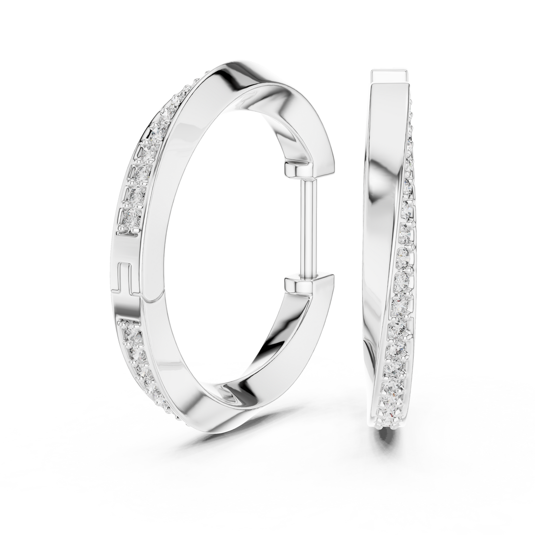 Dual-Row Pavé Diamond Hoop Earrings