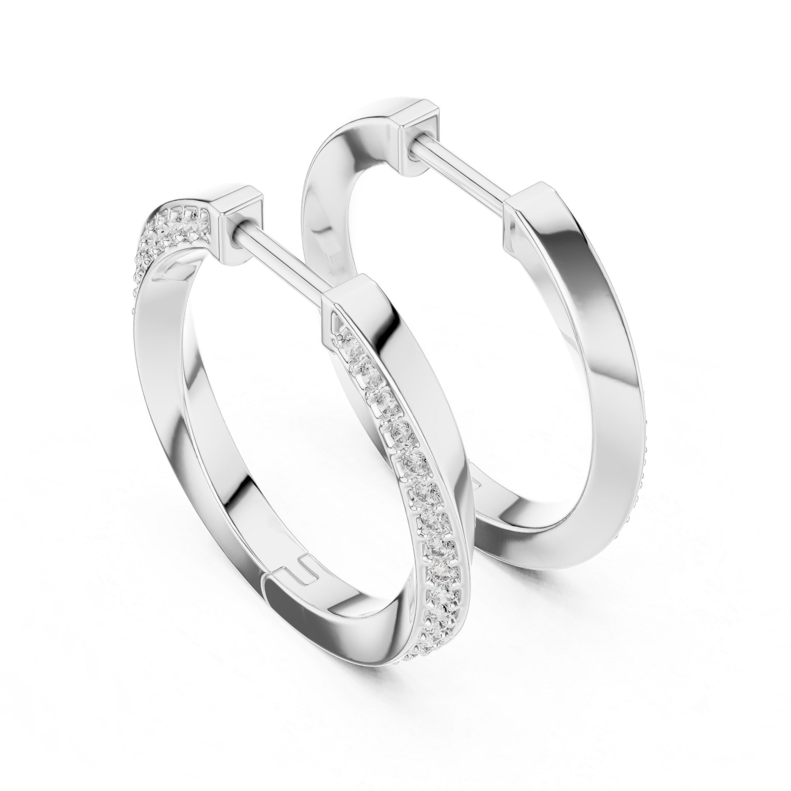 Dual-Row Pavé Diamond Hoop Earrings