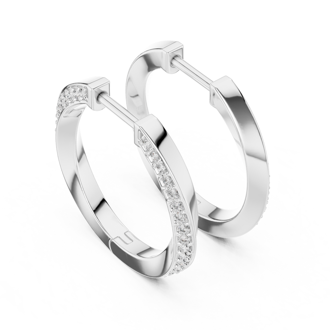Dual-Row Pavé Diamond Hoop Earrings