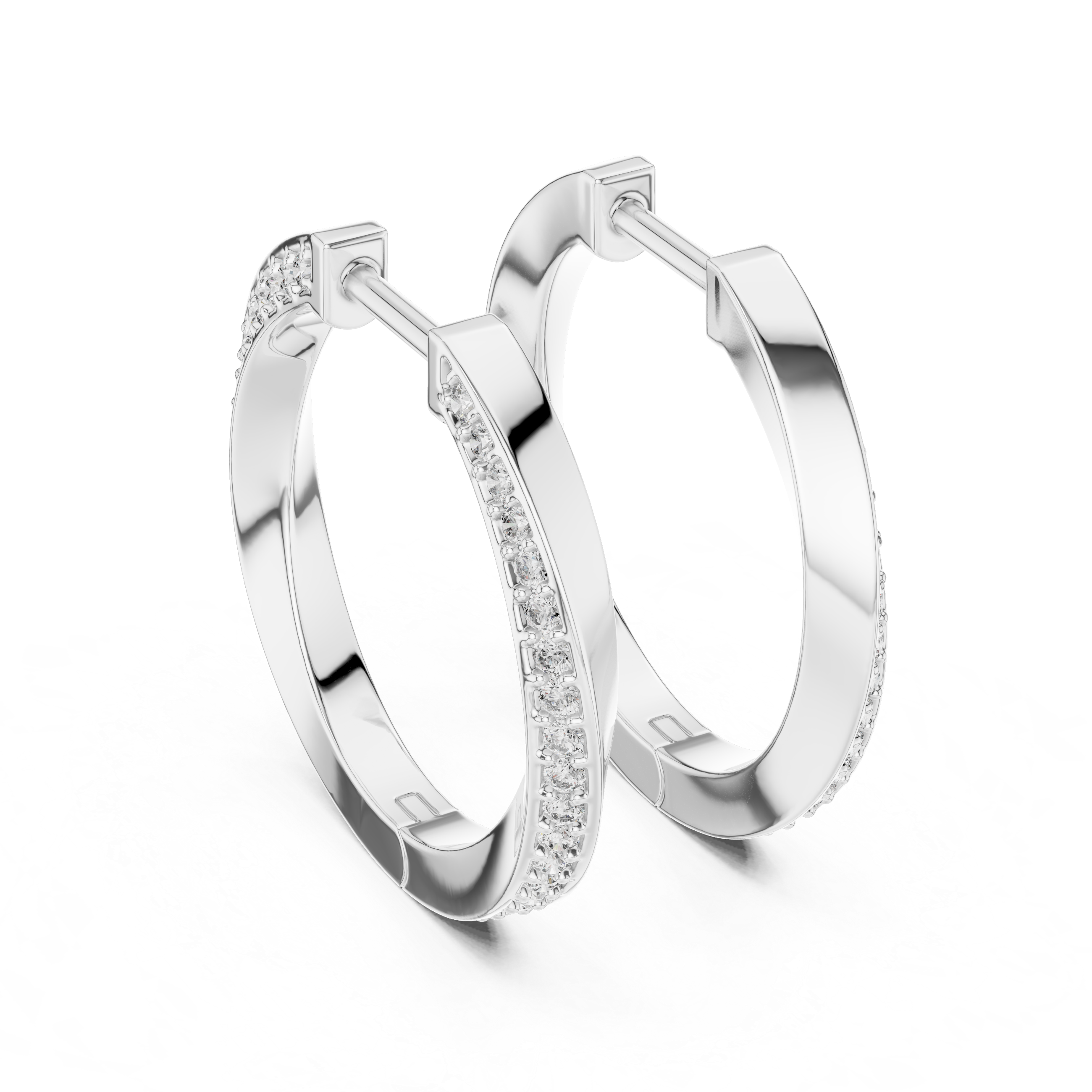 Dual-Row Pavé Diamond Hoop Earrings