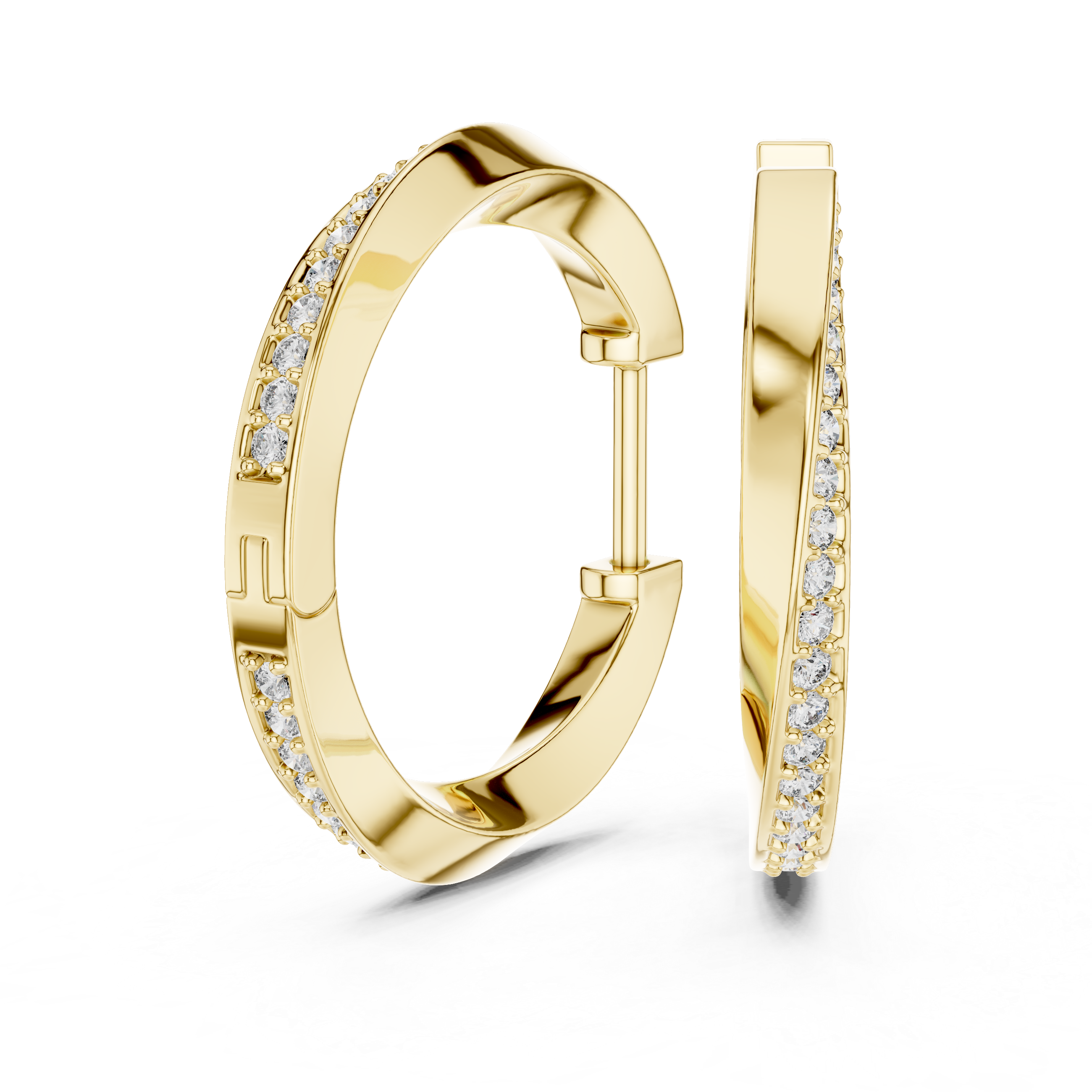 Dual-Row Pavé Diamond Hoop Earrings