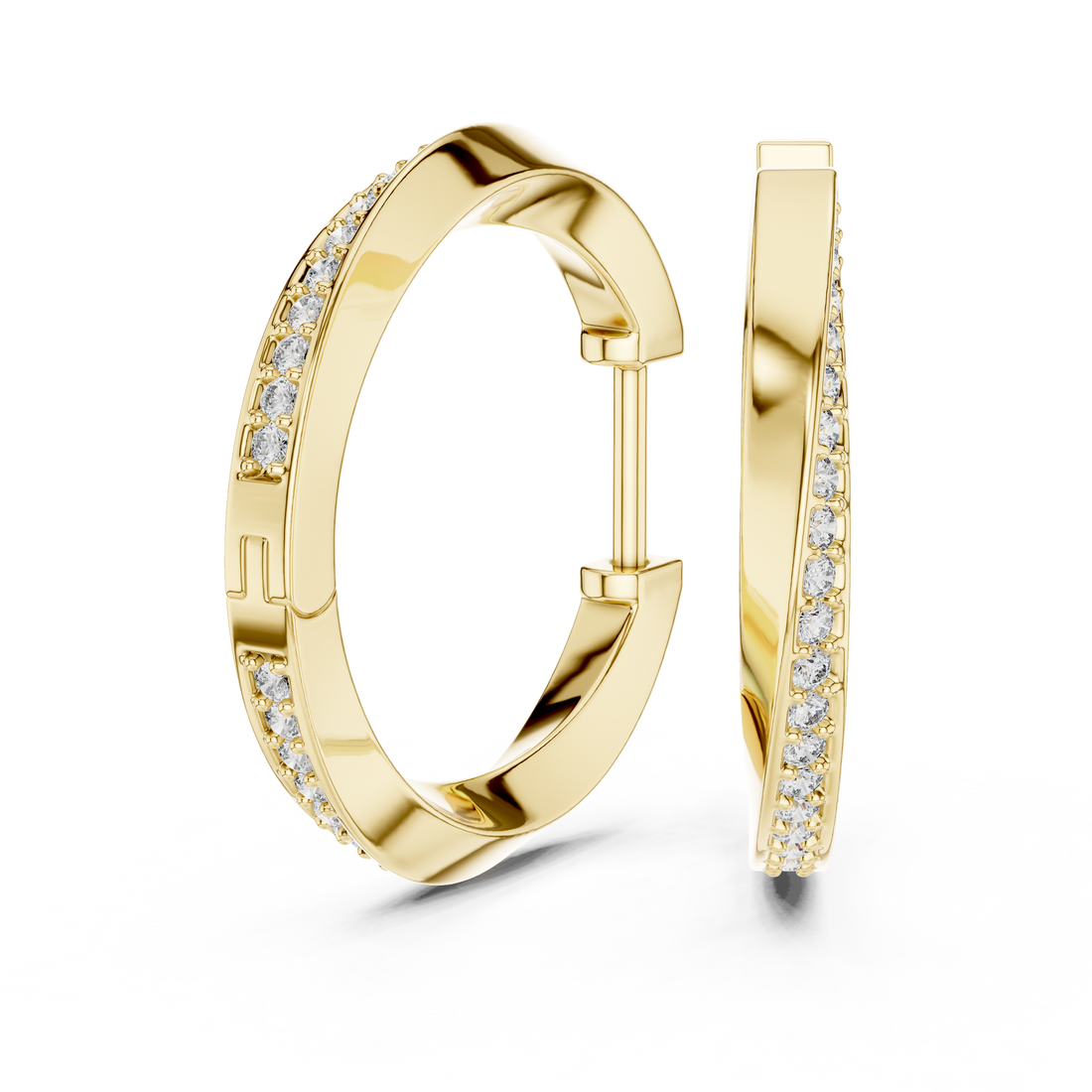 Dual-Row Pavé Diamond Hoop Earrings