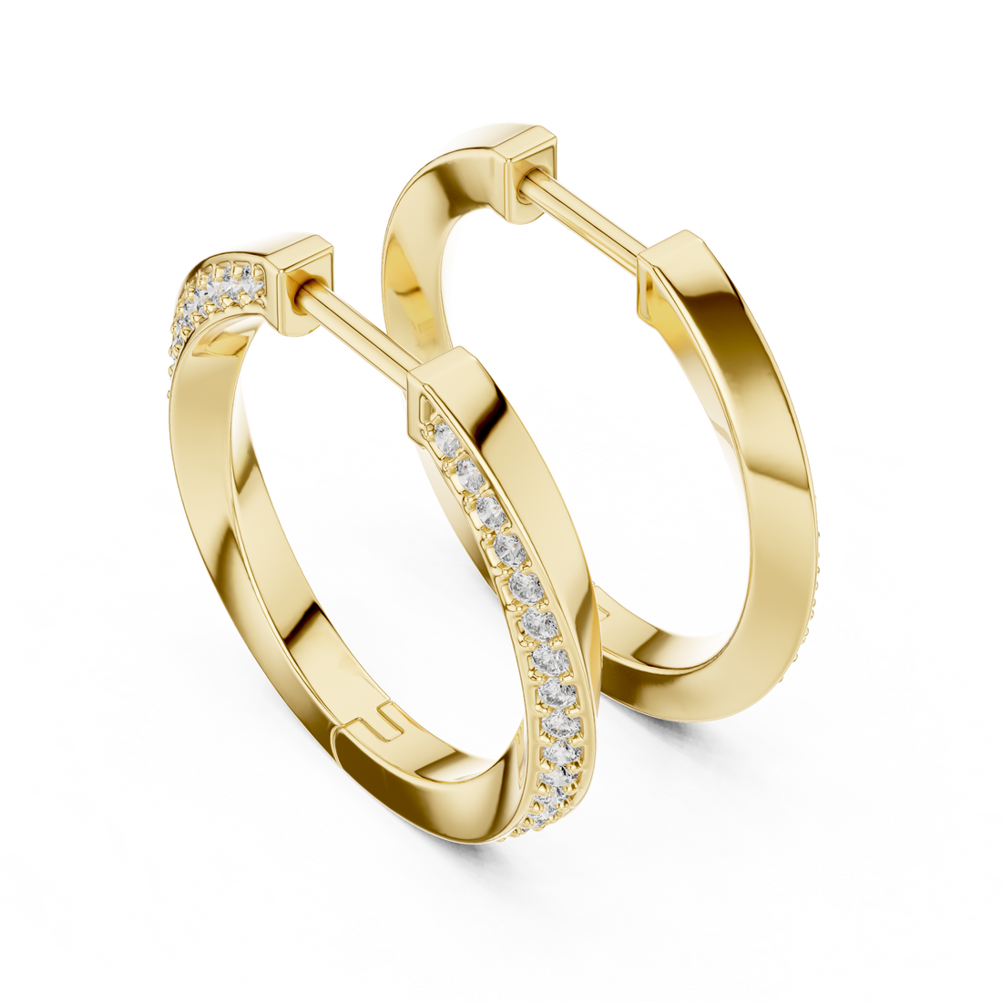 Dual-Row Pavé Diamond Hoop Earrings
