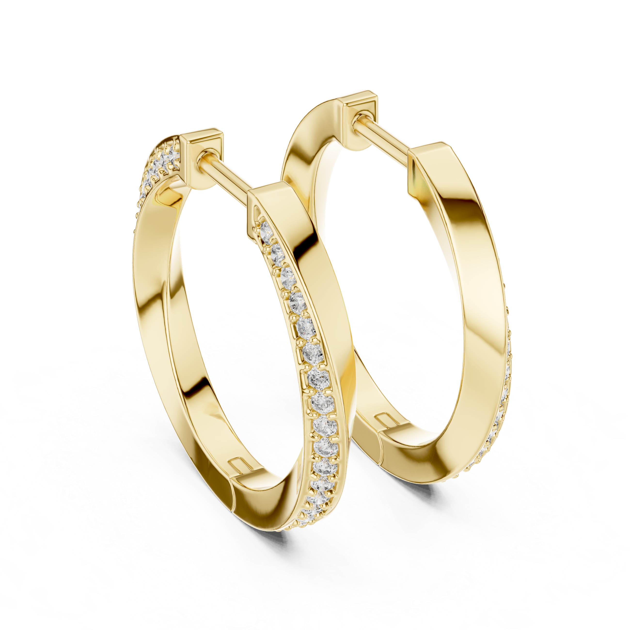 Dual-Row Pavé Diamond Hoop Earrings