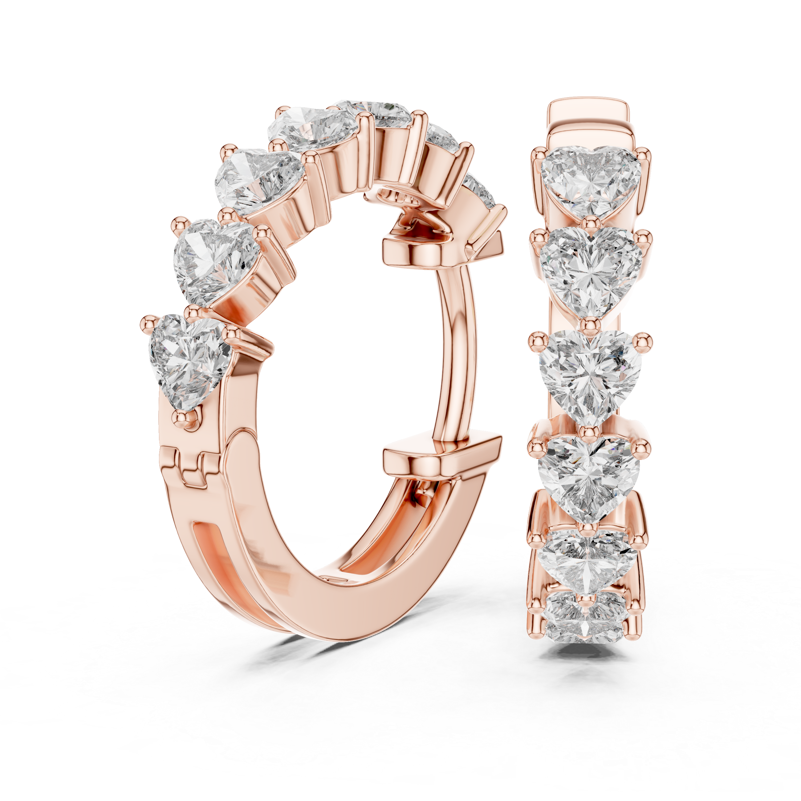 Heart Cut Diamond Solitaire Collet Hoop Earrings