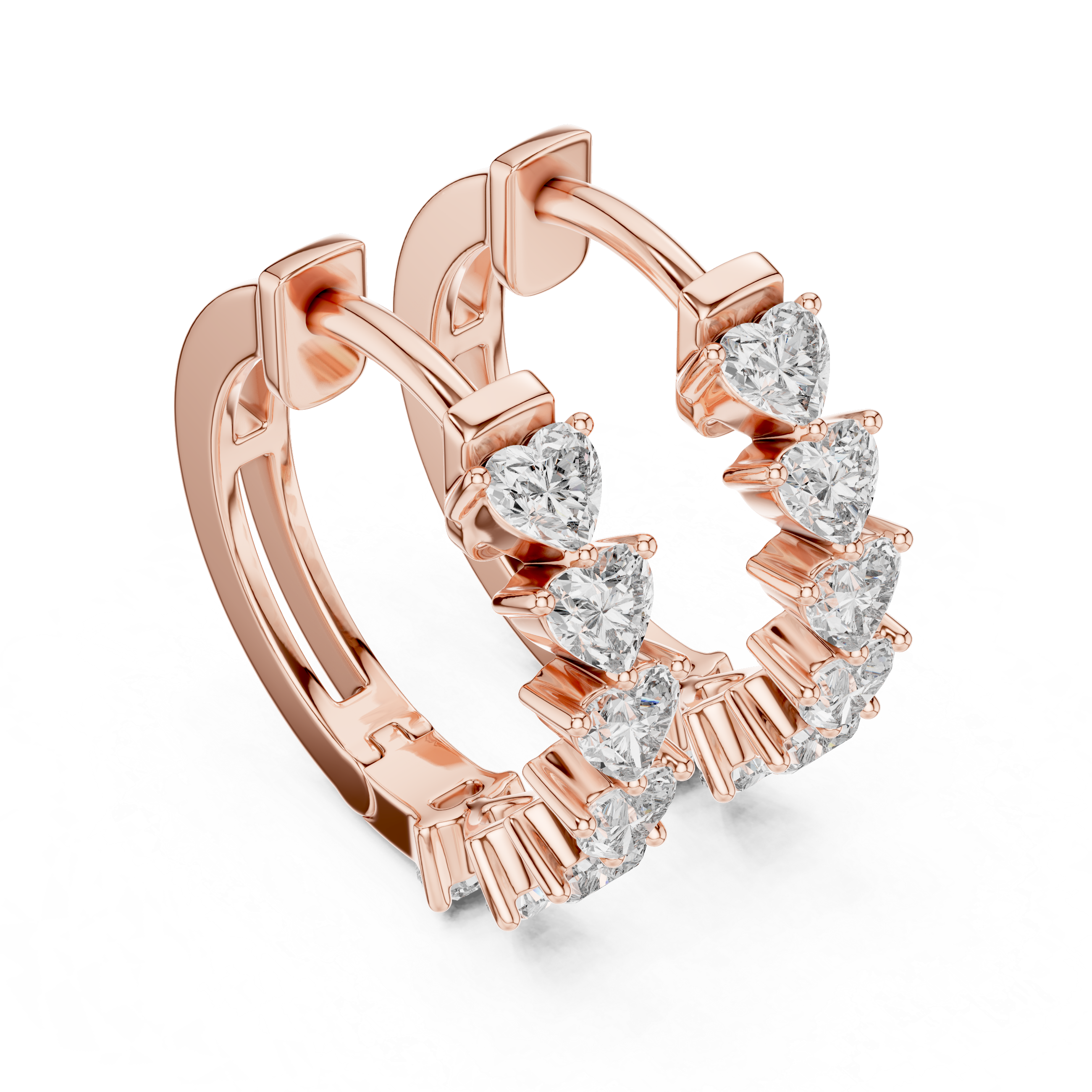 Heart Cut Diamond Solitaire Collet Hoop Earrings