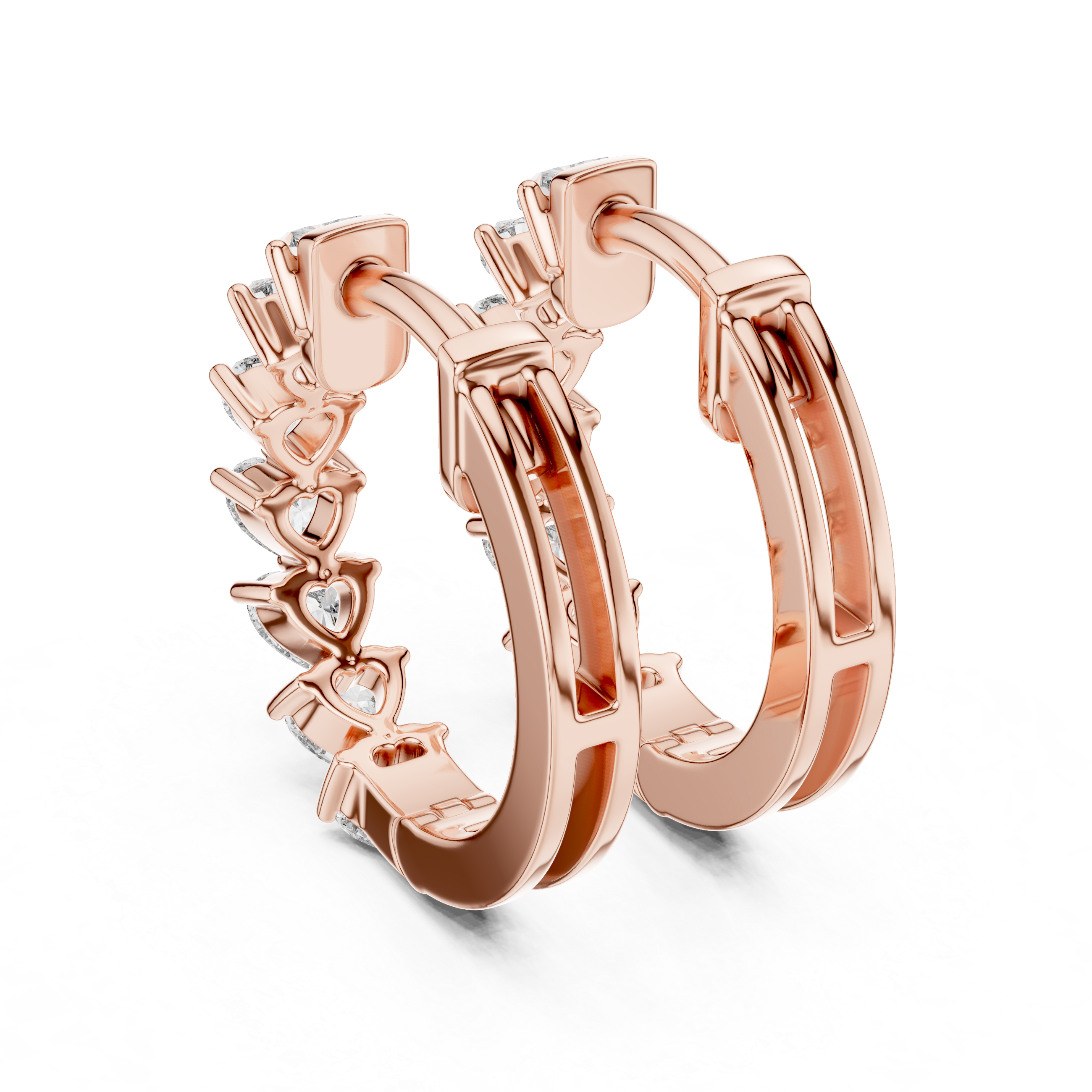 Heart Cut Diamond Solitaire Collet Hoop Earrings