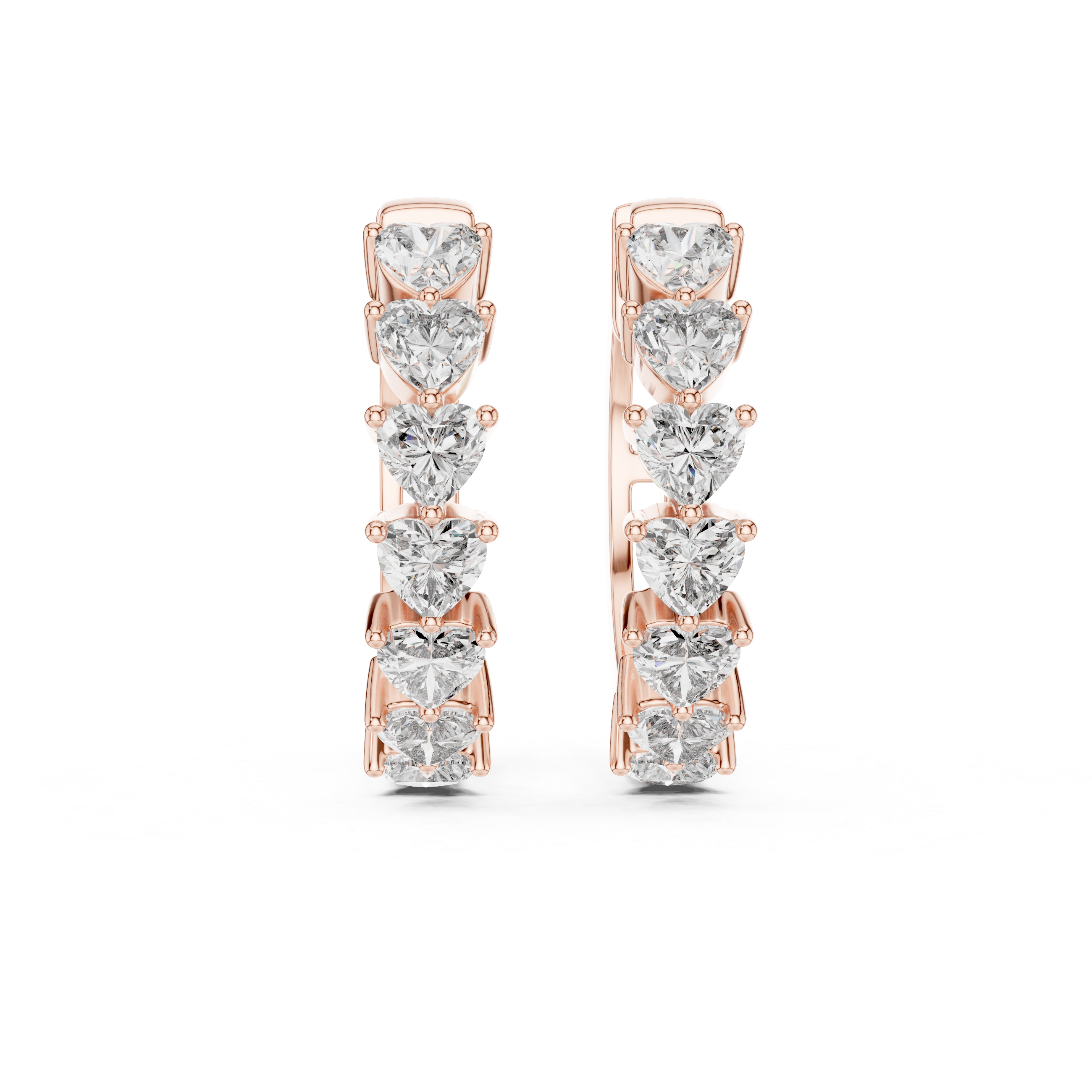 Heart Cut Diamond Solitaire Collet Hoop Earrings