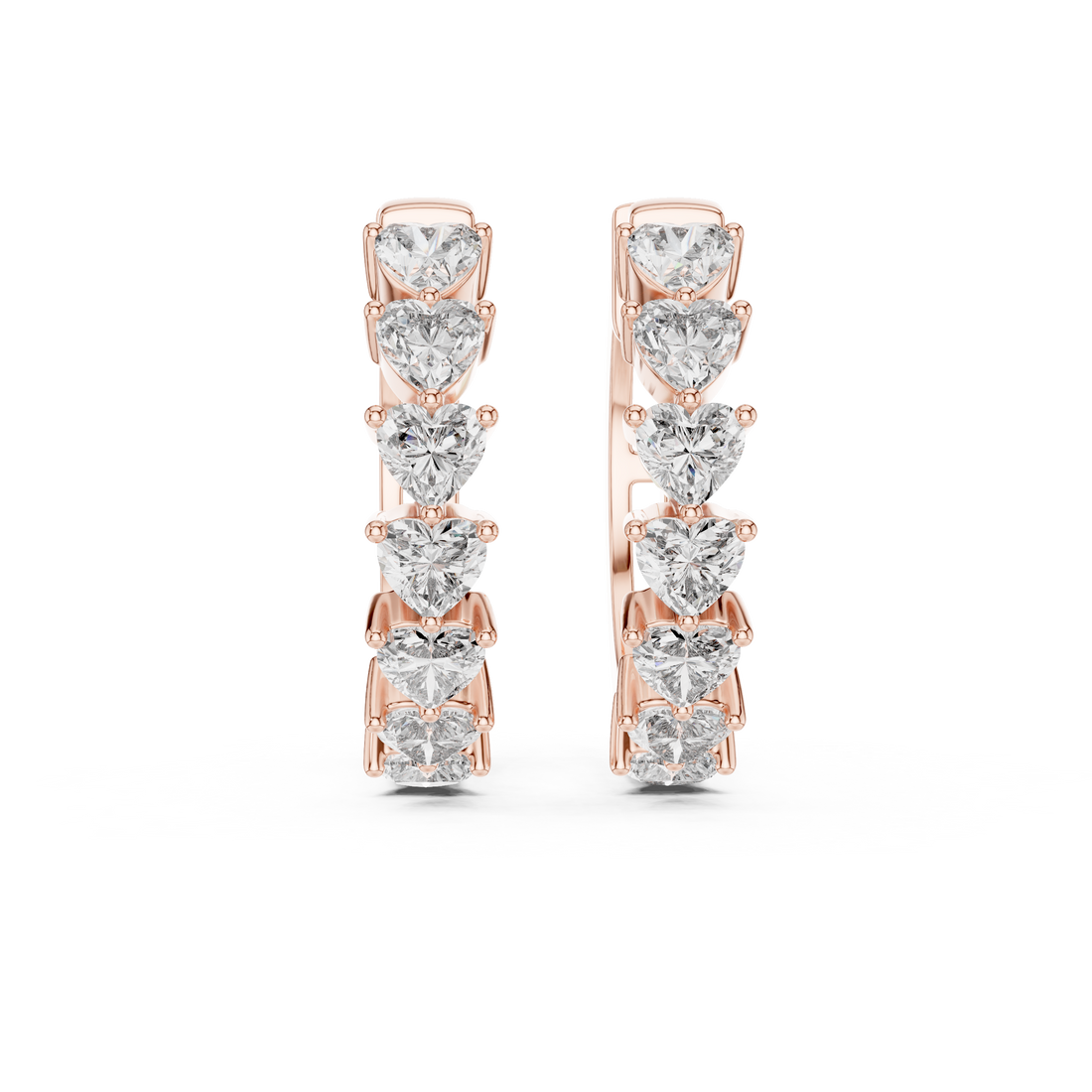 Heart Cut Diamond Solitaire Collet Hoop Earrings