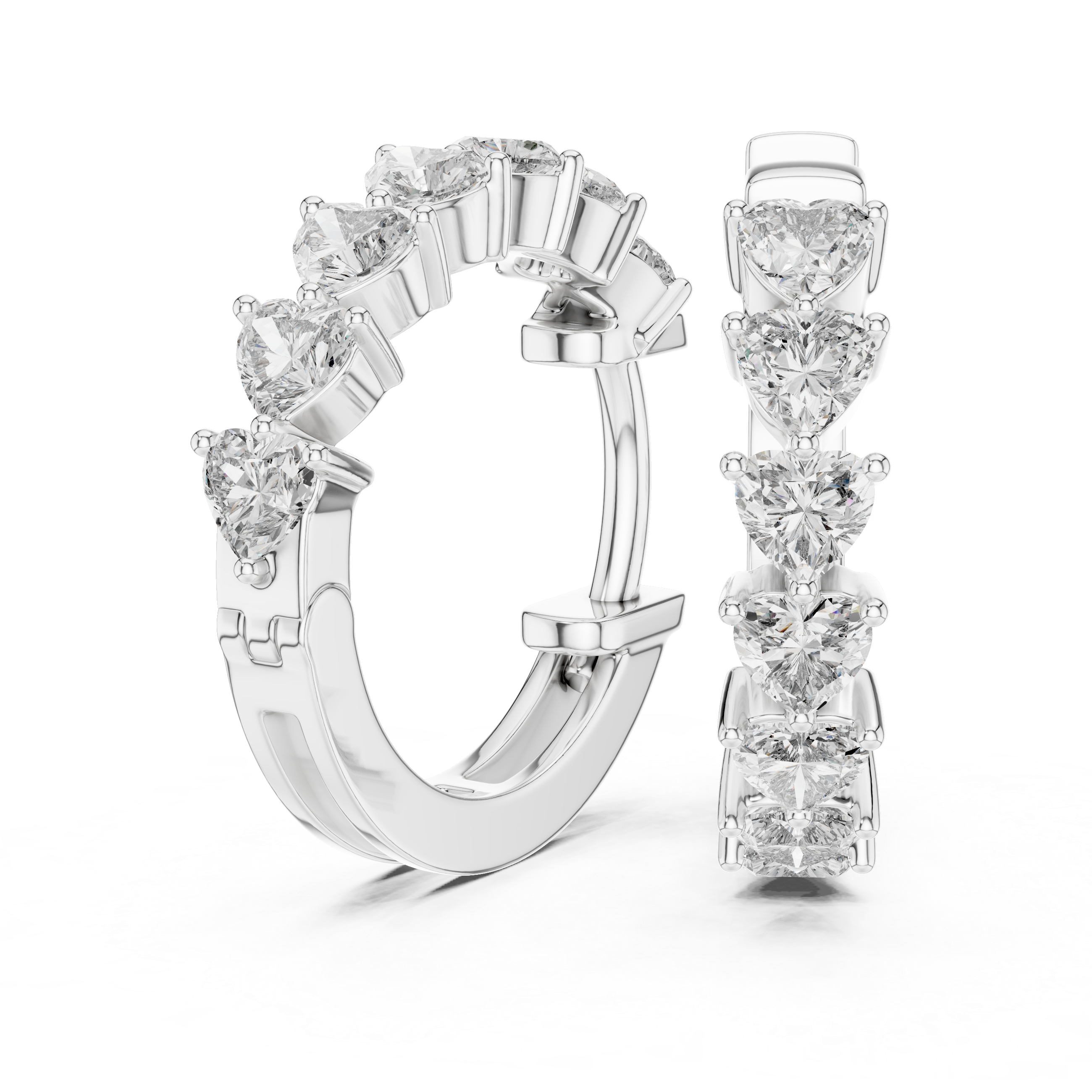 Heart Cut Diamond Solitaire Collet Hoop Earrings