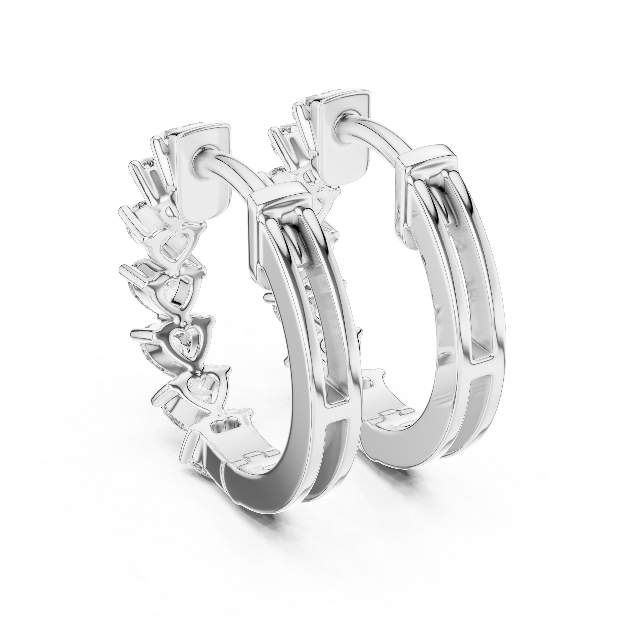 Heart Cut Diamond Solitaire Collet Hoop Earrings