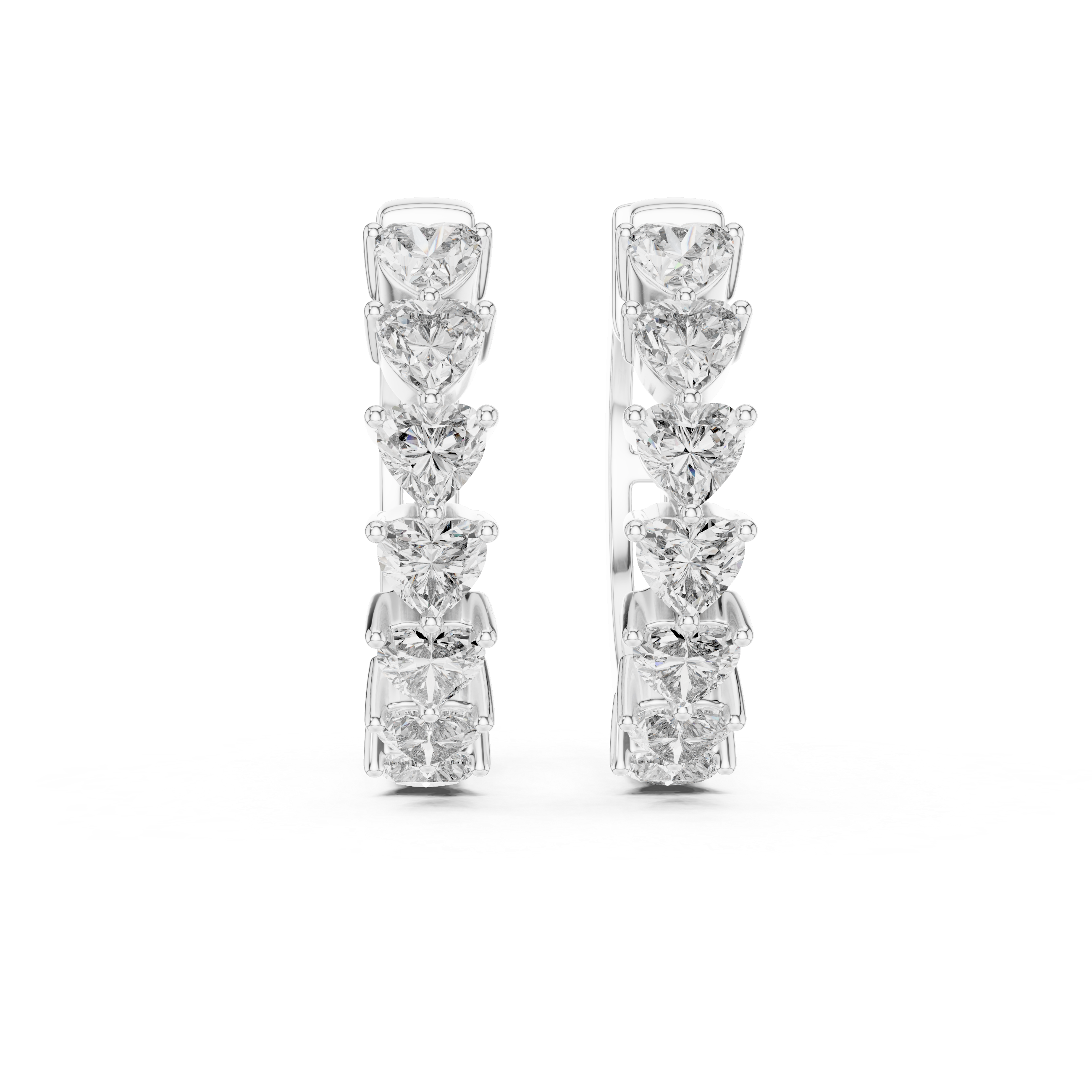Heart Cut Diamond Solitaire Collet Hoop Earrings