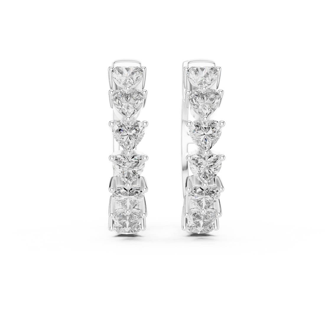 Heart Cut Diamond Solitaire Collet Hoop Earrings