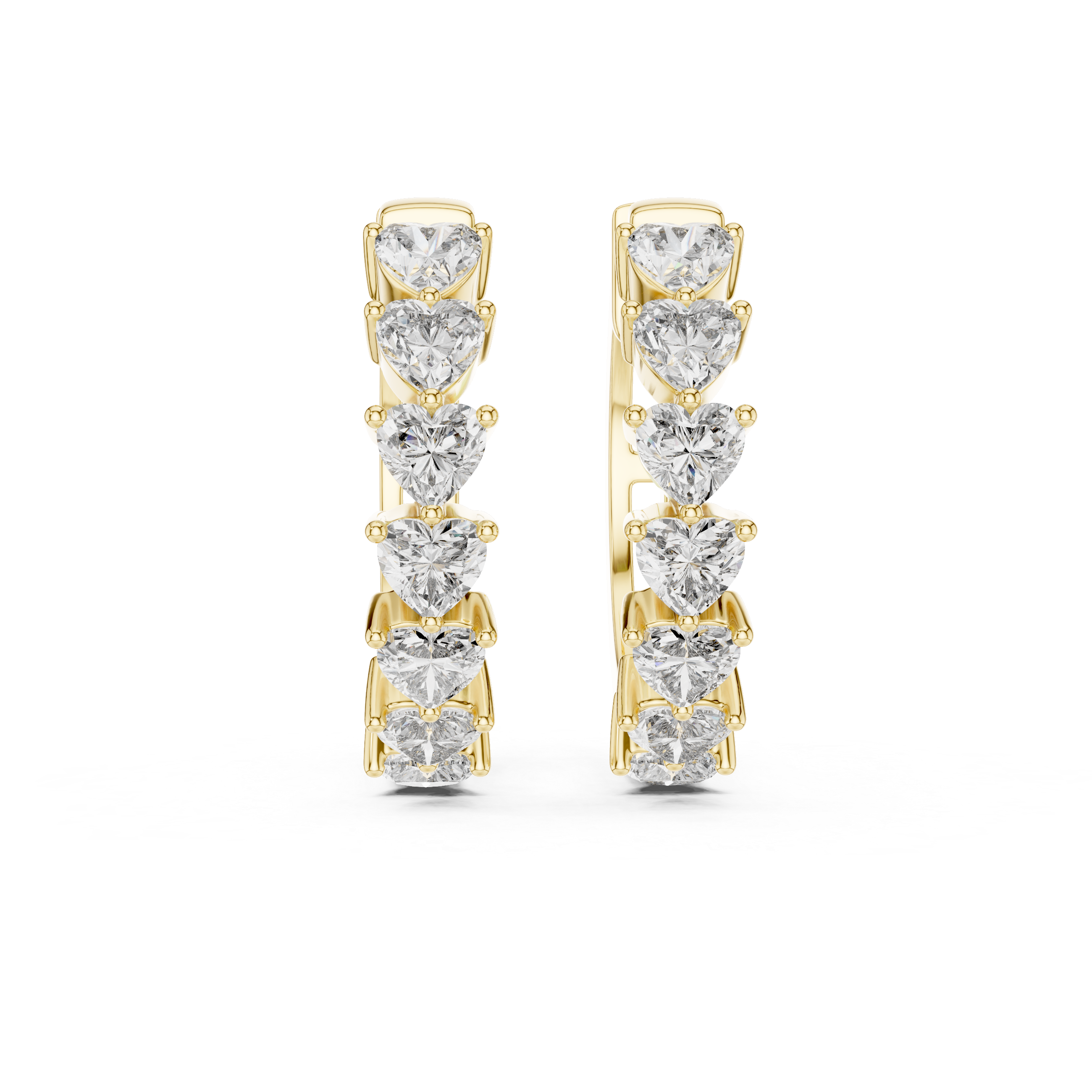 Heart Cut Diamond Solitaire Collet Hoop Earrings