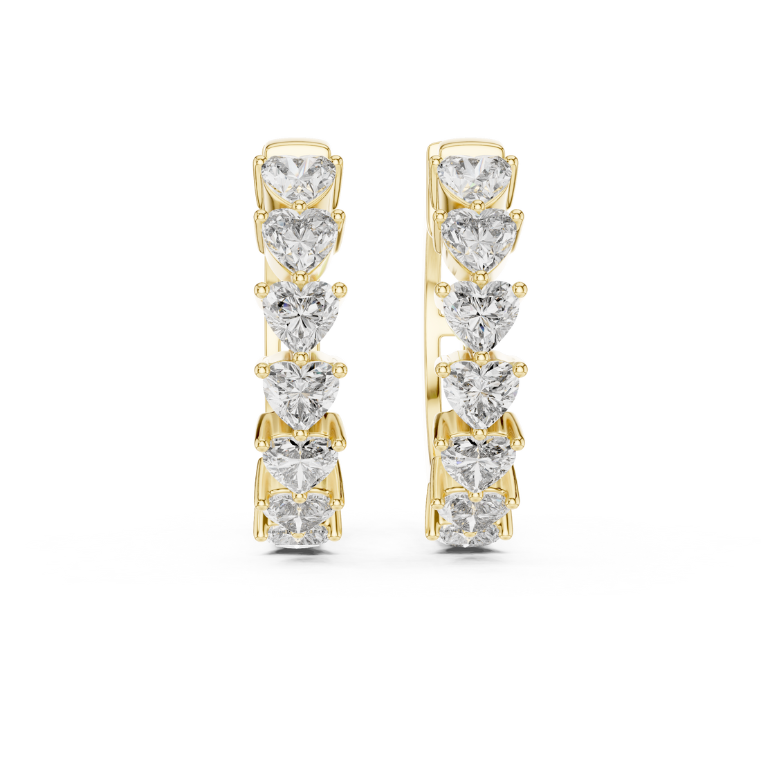 Heart Cut Diamond Solitaire Collet Hoop Earrings
