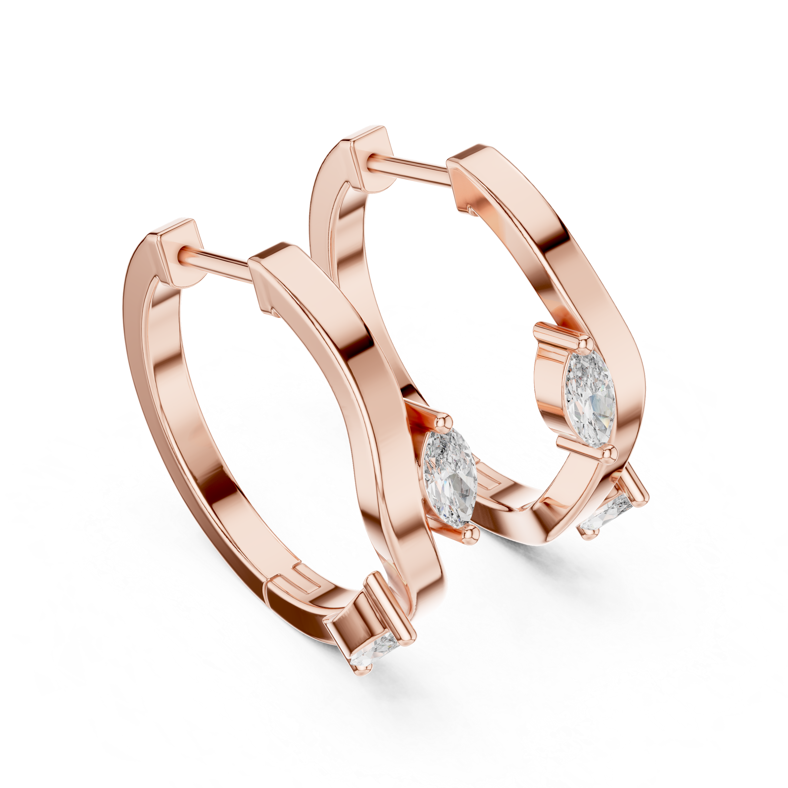 Marquise Cut Diamond Swirl Hoop Earrings