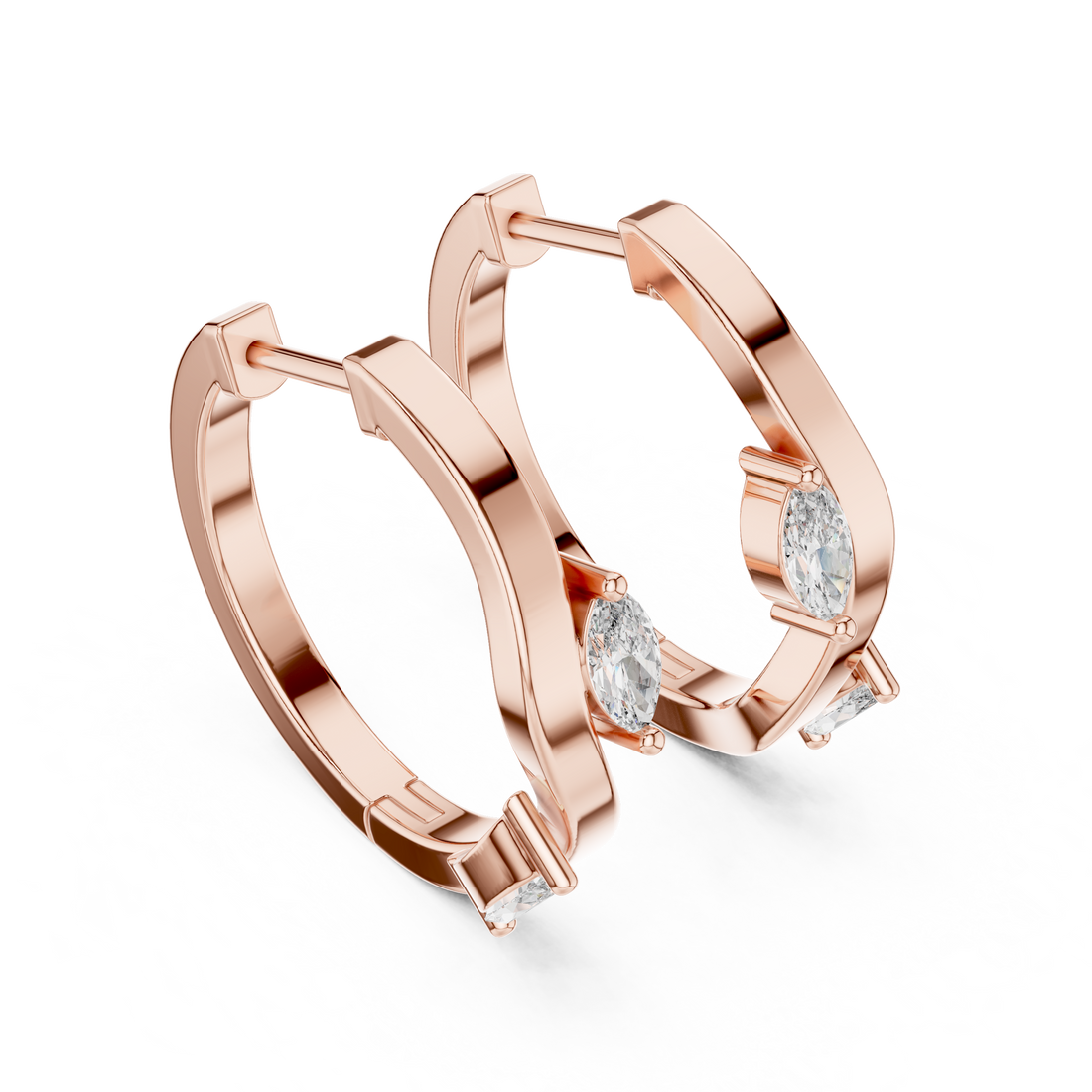 Marquise Cut Diamond Swirl Hoop Earrings