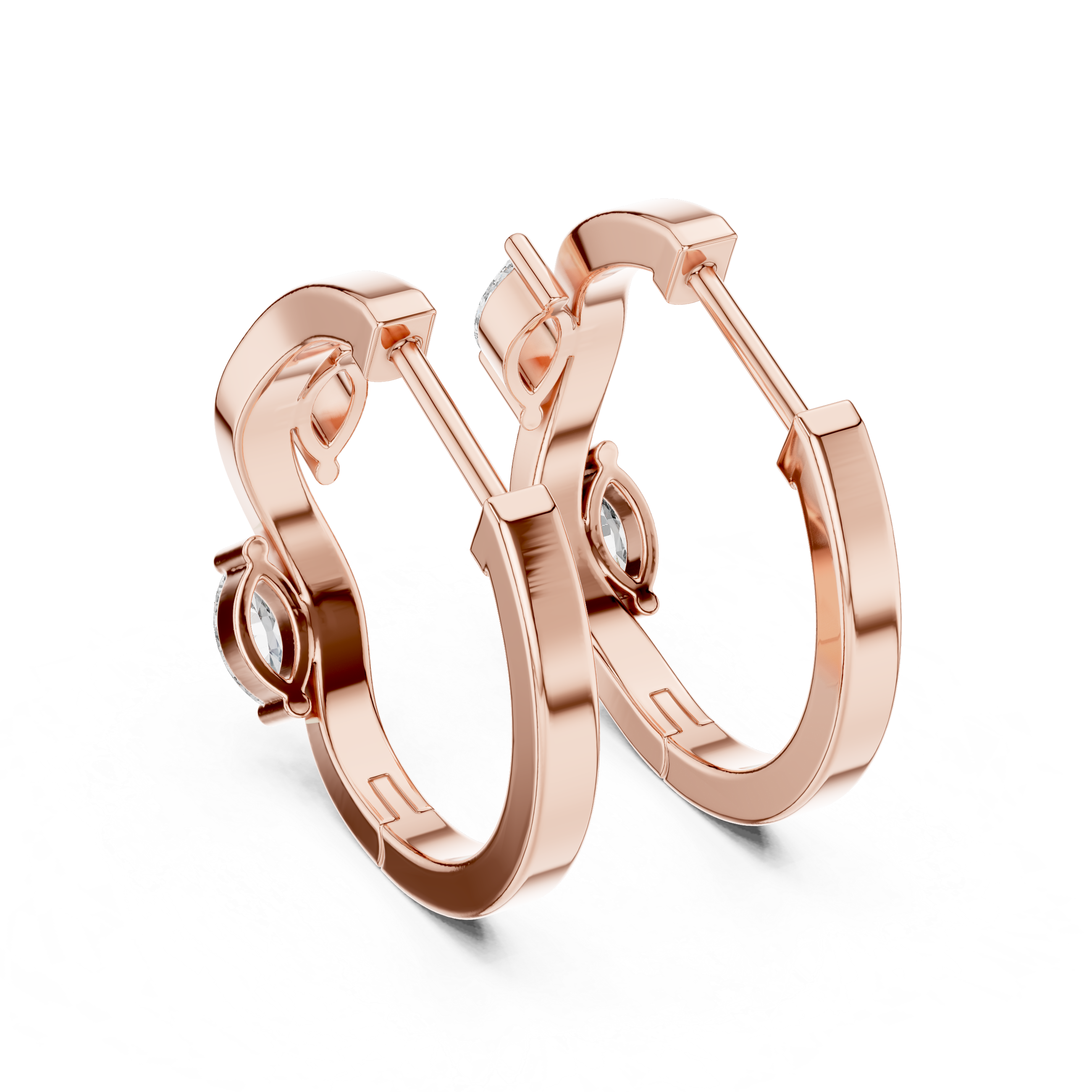 Marquise Cut Diamond Swirl Hoop Earrings