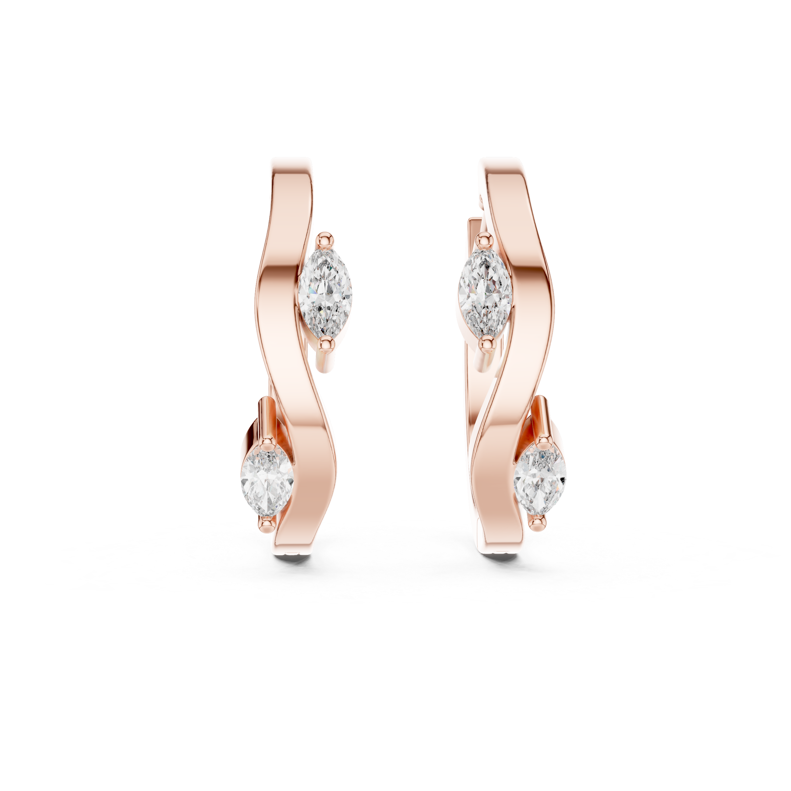 Marquise Cut Diamond Swirl Hoop Earrings