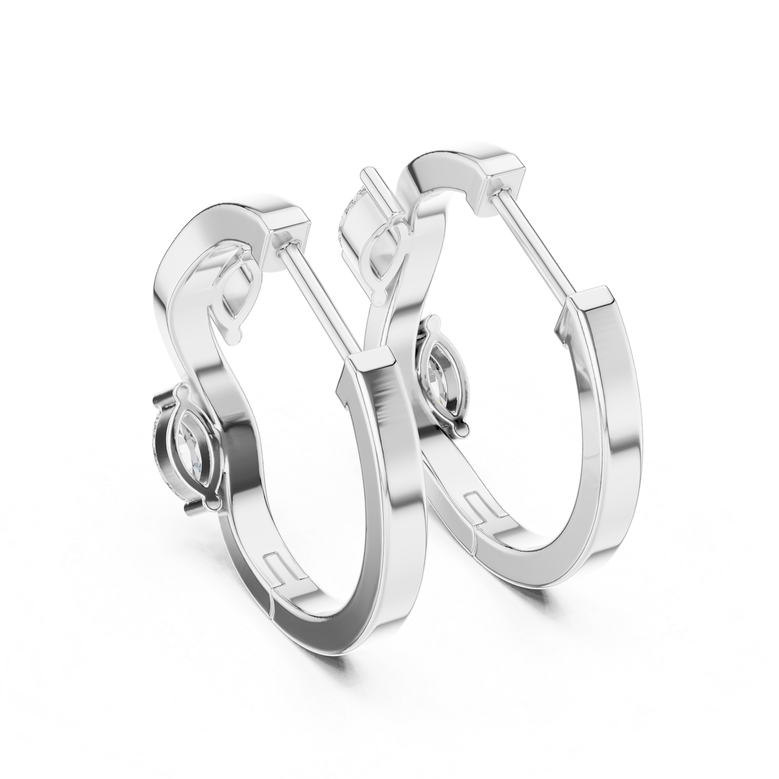 Marquise Cut Diamond Swirl Hoop Earrings