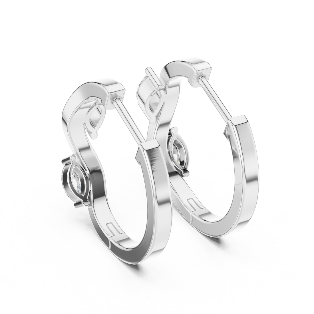 Marquise Cut Diamond Swirl Hoop Earrings