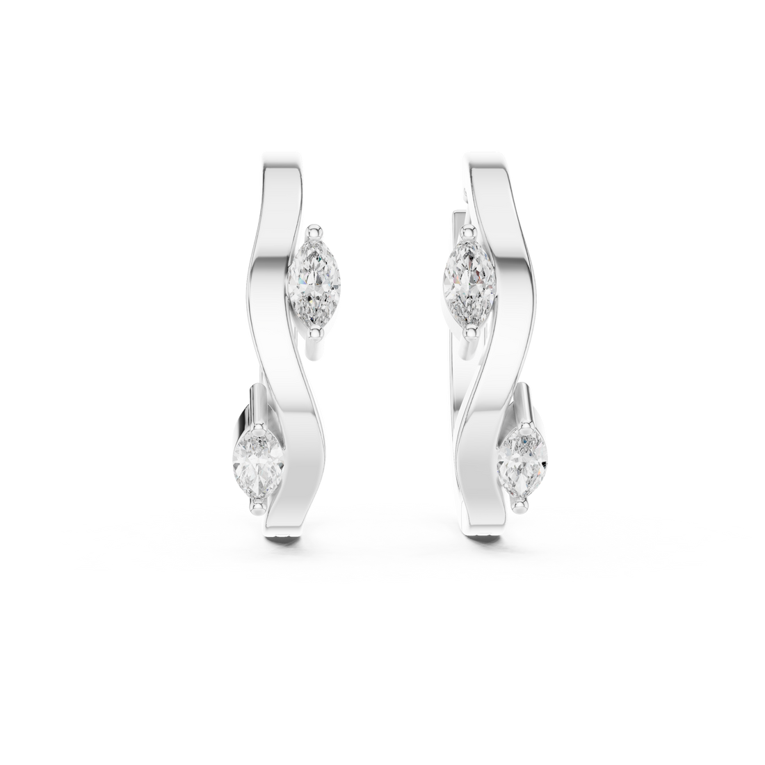 Marquise Cut Diamond Swirl Hoop Earrings