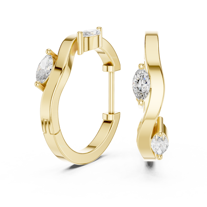 Marquise Cut Diamond Swirl Hoop Earrings