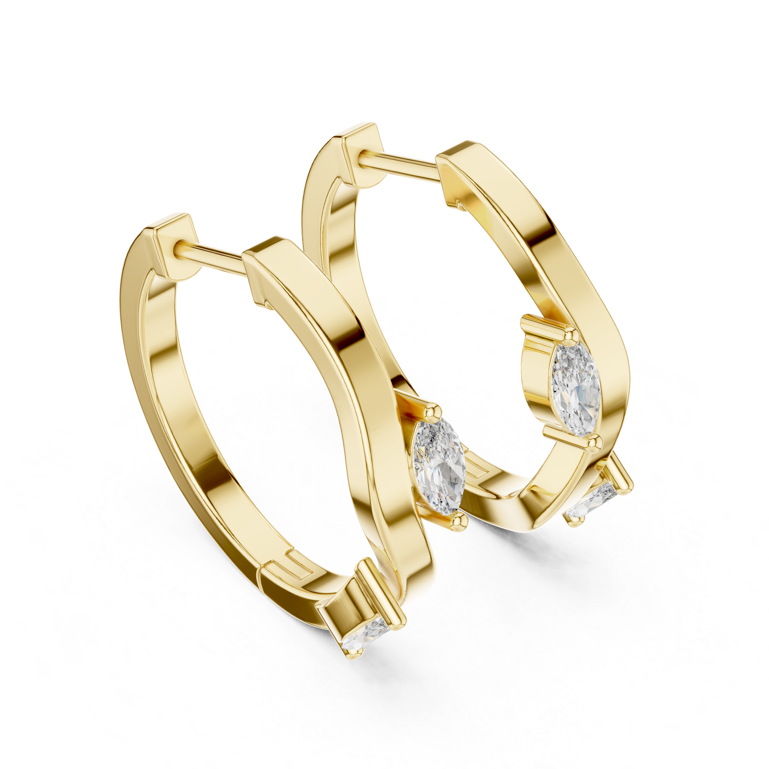 Marquise Cut Diamond Swirl Hoop Earrings