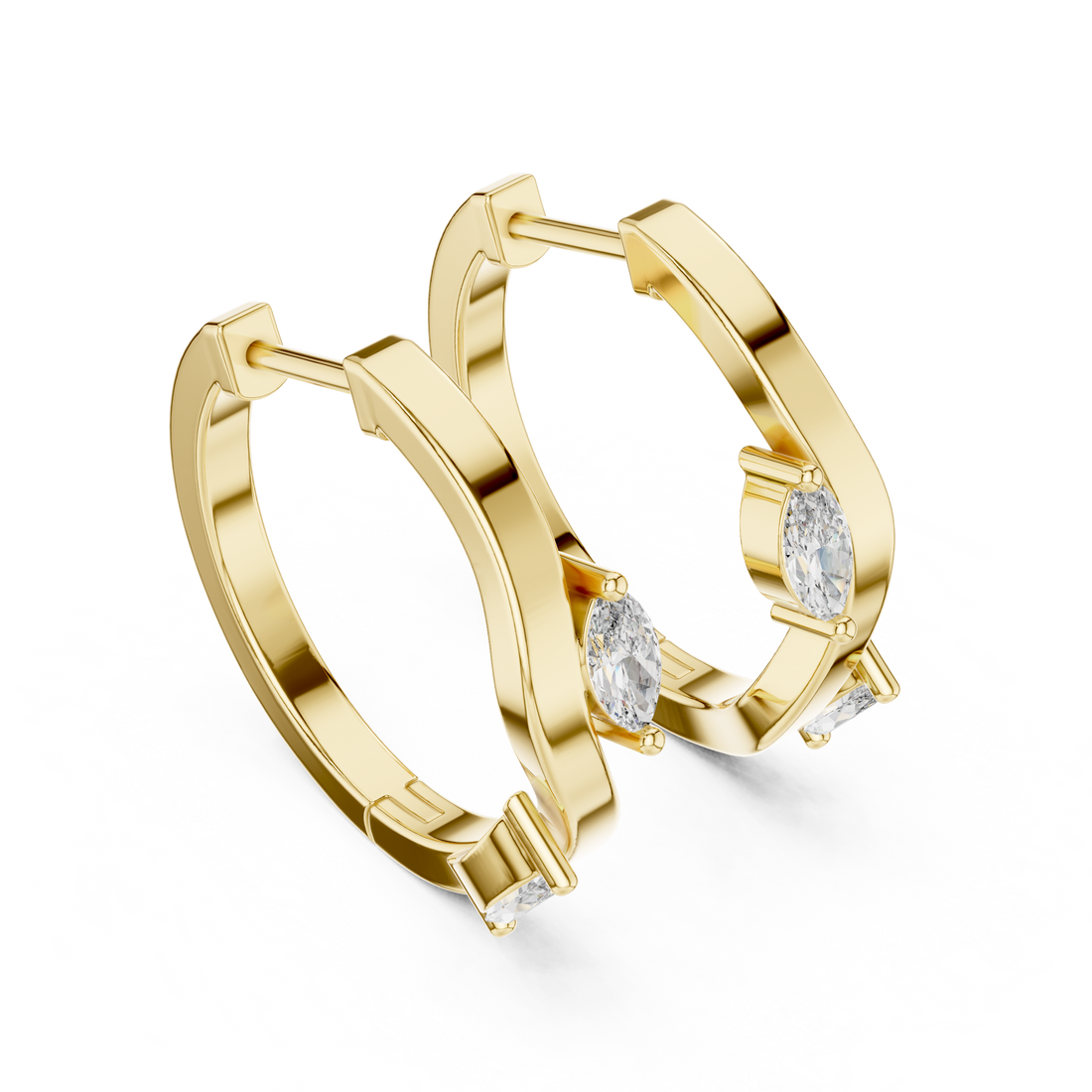 Marquise Cut Diamond Swirl Hoop Earrings