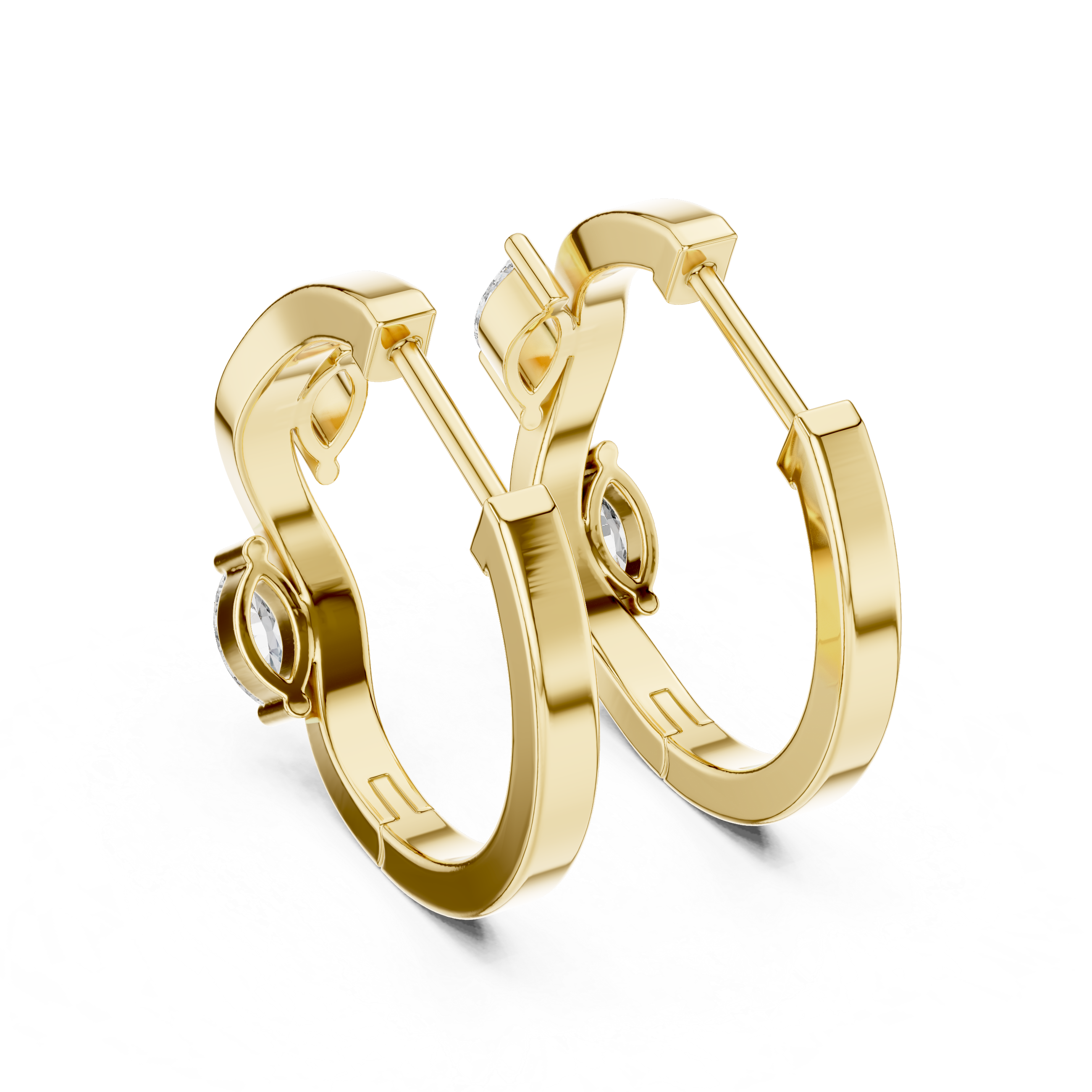 Marquise Cut Diamond Swirl Hoop Earrings