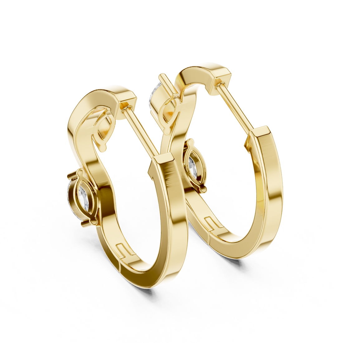 Marquise Cut Diamond Swirl Hoop Earrings