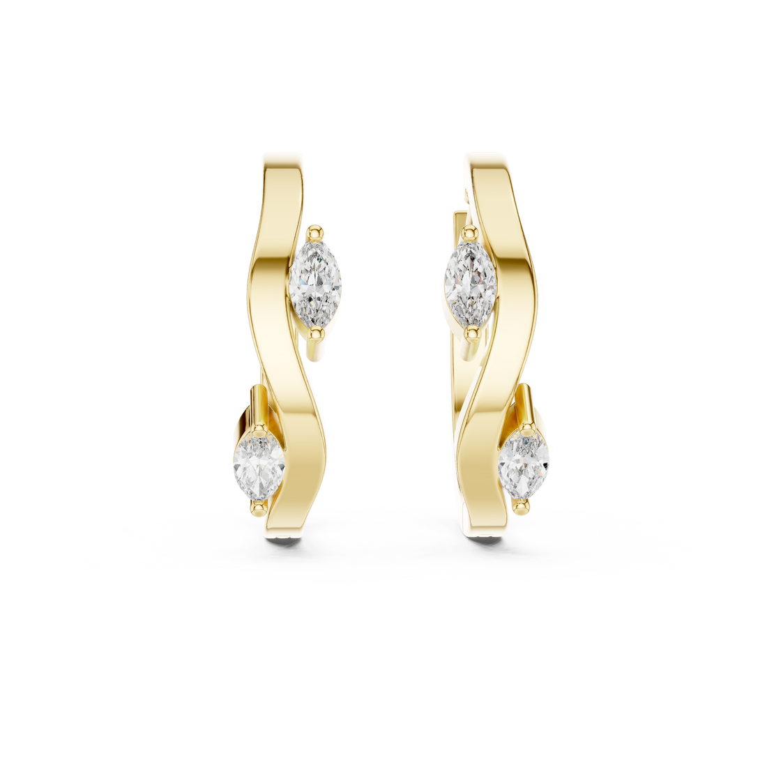 Marquise Cut Diamond Swirl Hoop Earrings