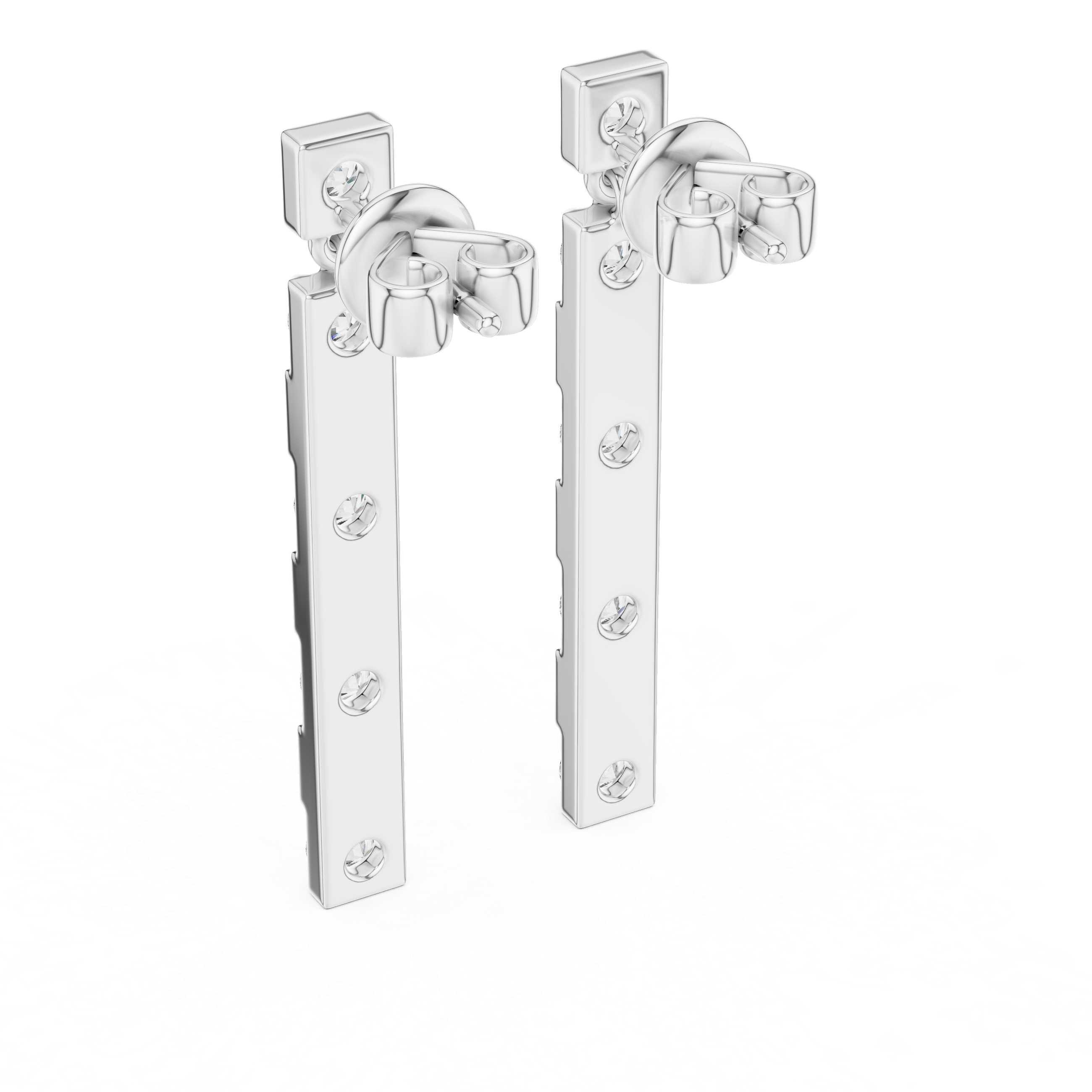 Round Diamond Straight Bar Drop Earrings