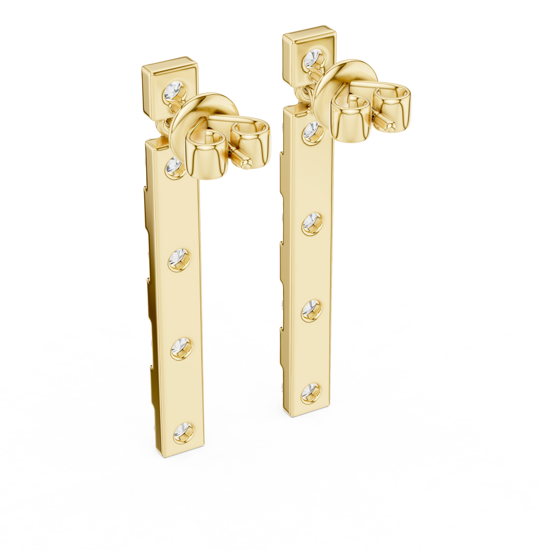 Round Diamond Straight Bar Drop Earrings