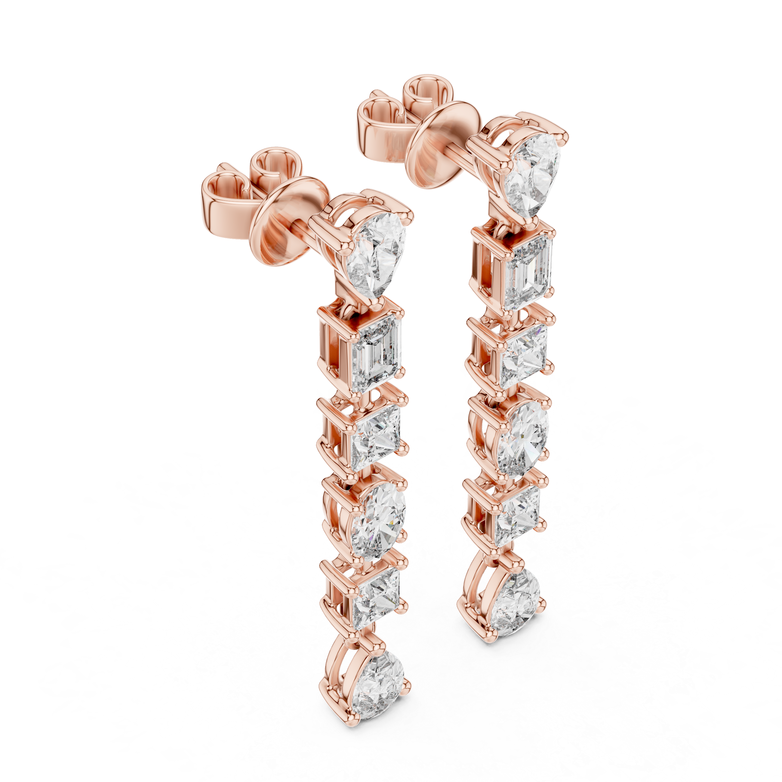 Multi-Shape Diamond Drop Earrings