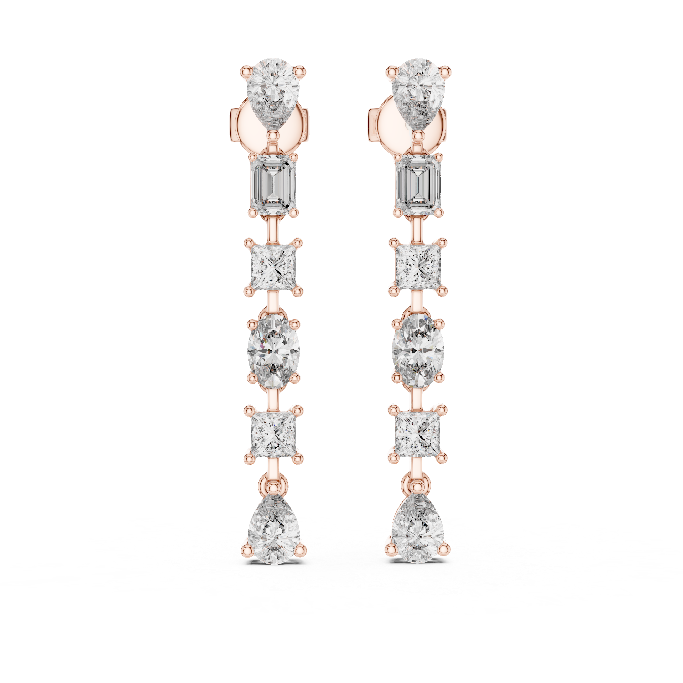 Multi-Shape Diamond Drop Earrings