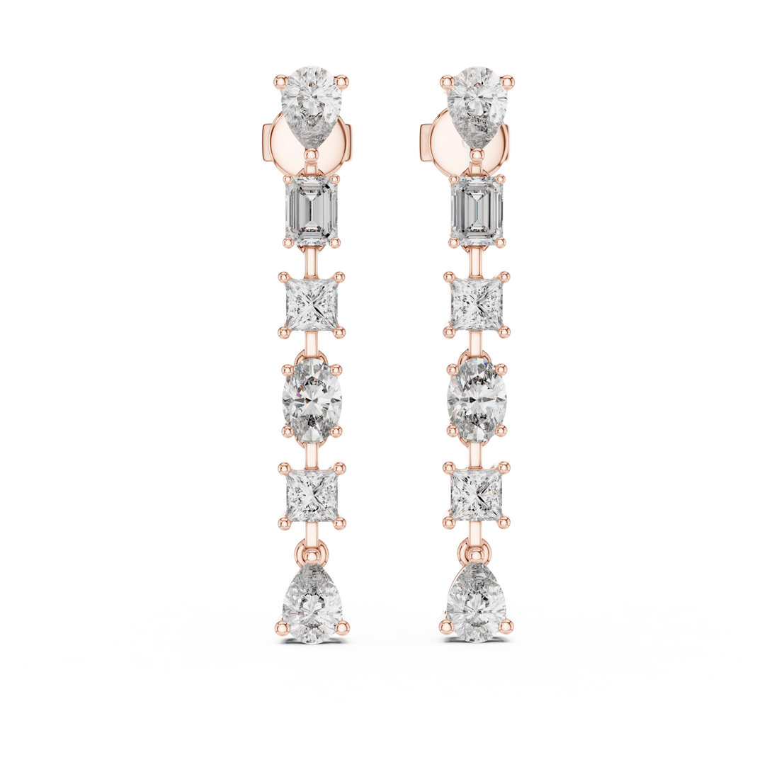 Multi-Shape Diamond Drop Earrings