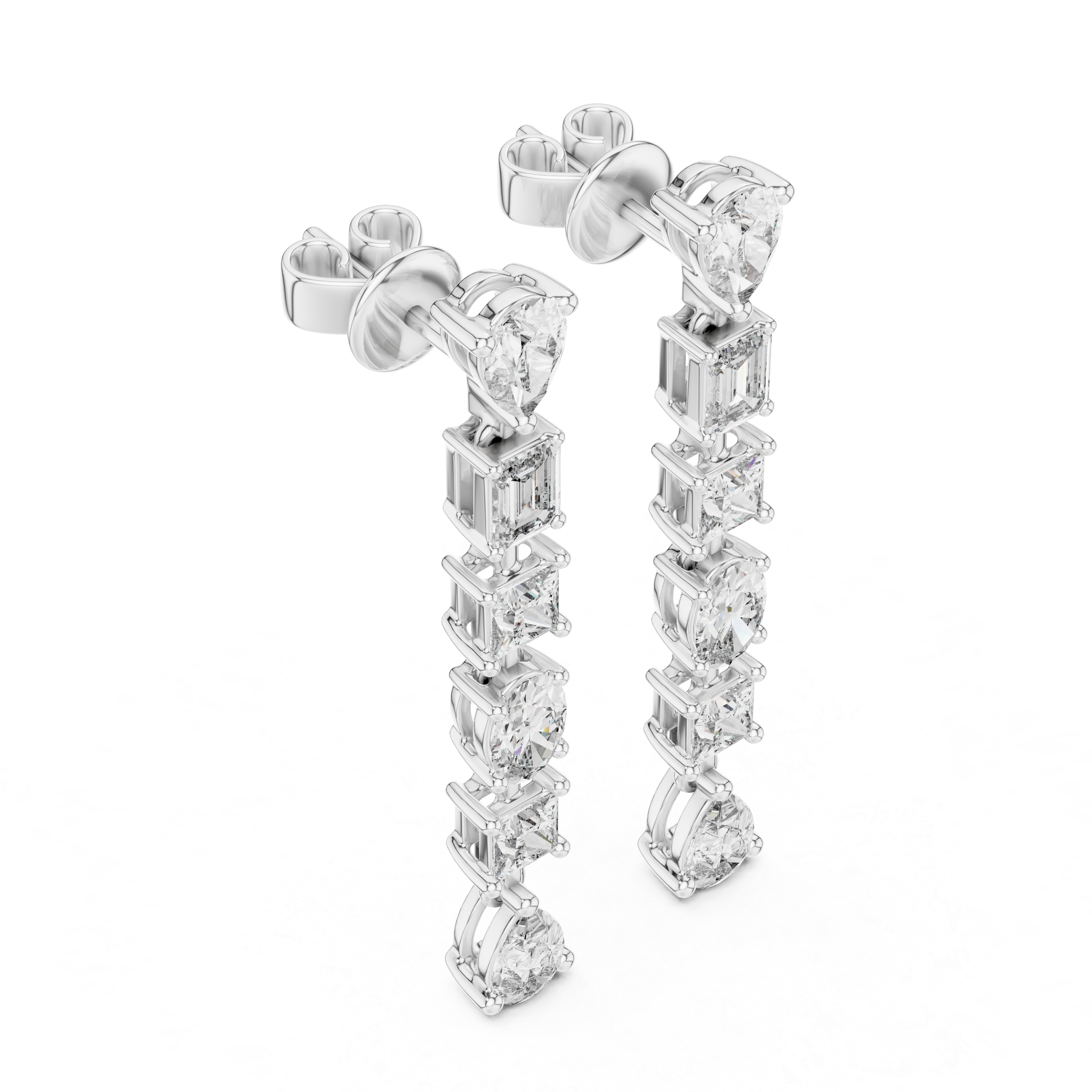 Multi-Shape Diamond Drop Earrings