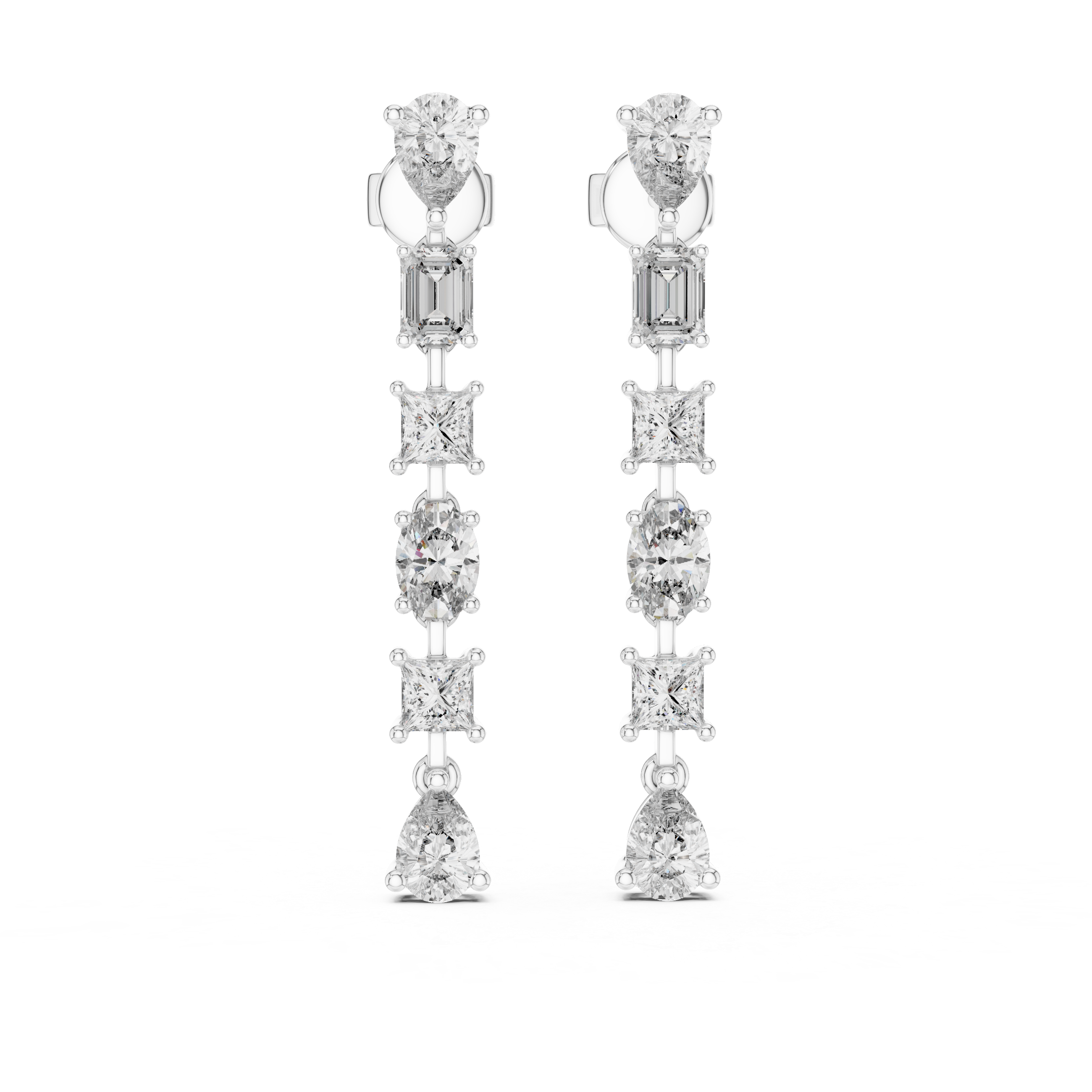 Multi-Shape Diamond Drop Earrings