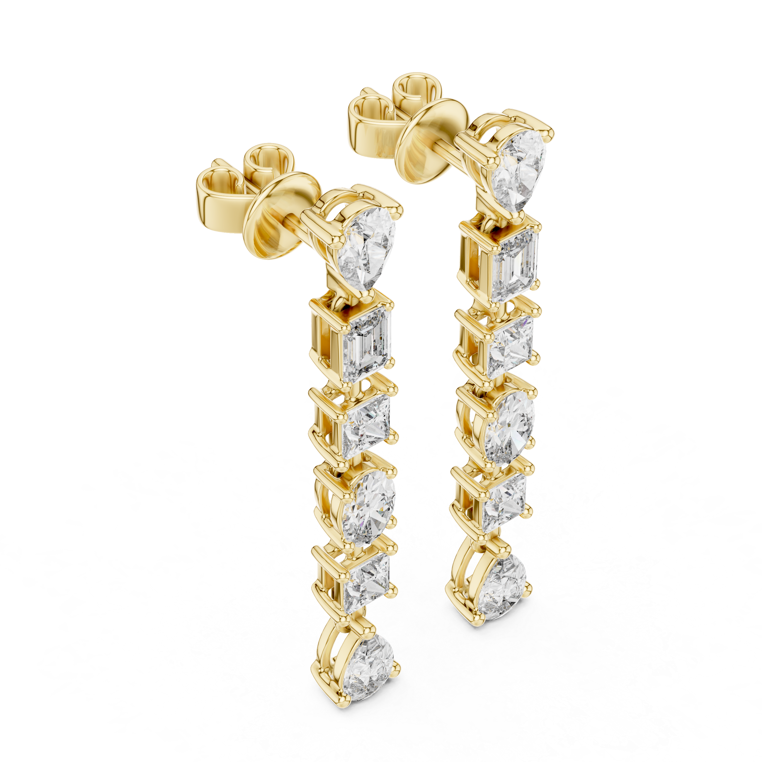 Multi-Shape Diamond Drop Earrings