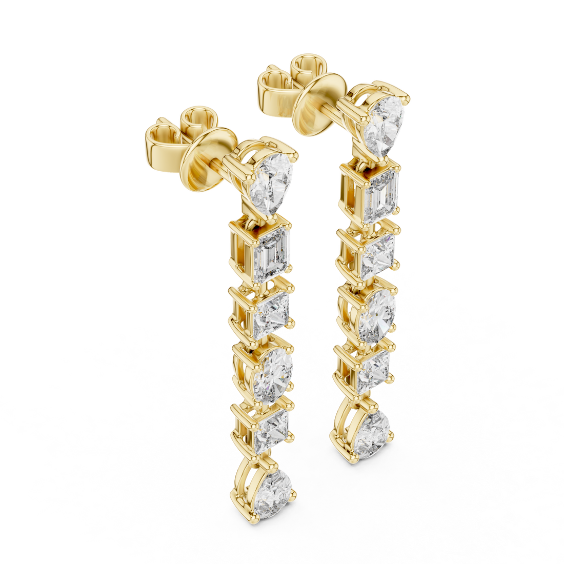 Multi-Shape Diamond Drop Earrings