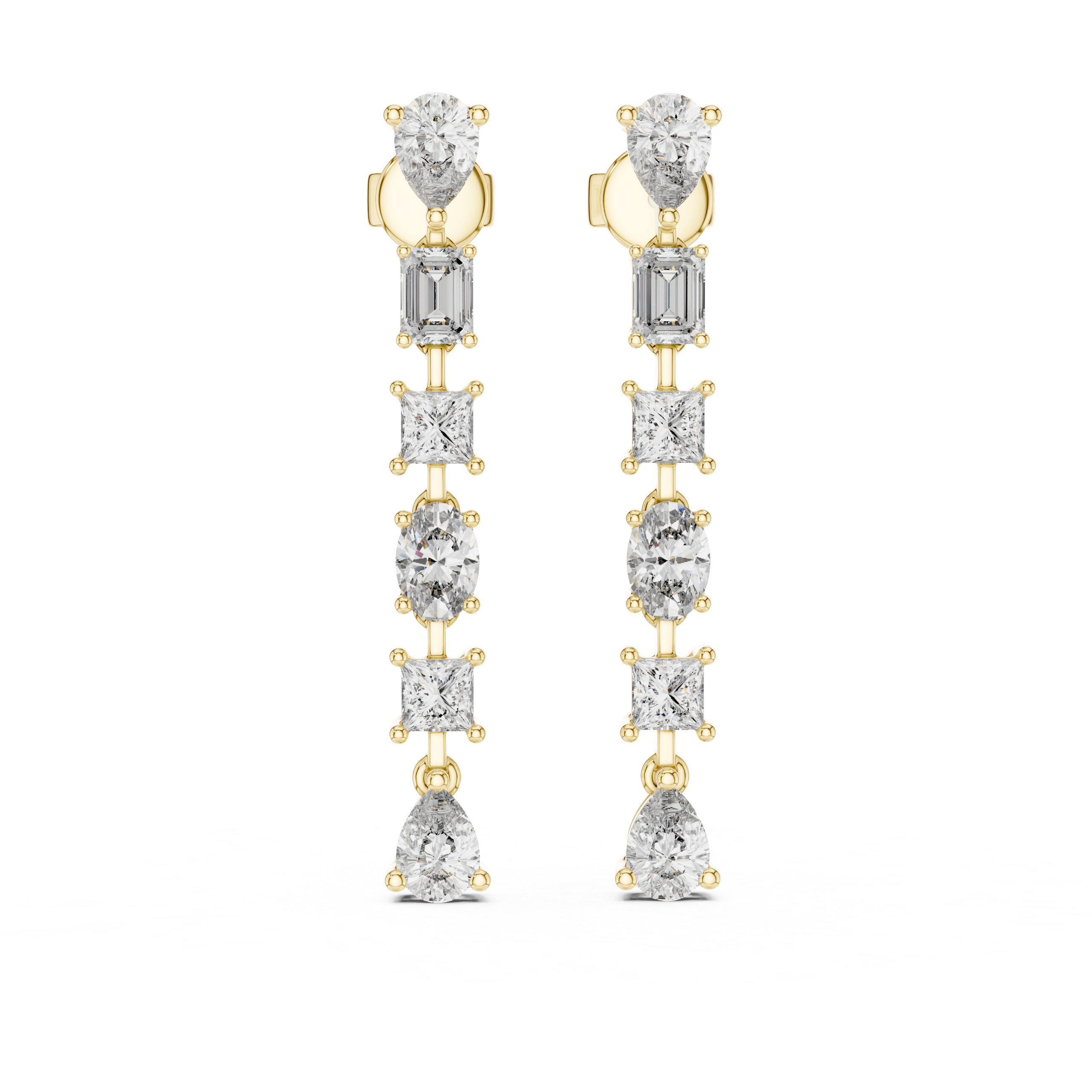 Multi-Shape Diamond Drop Earrings