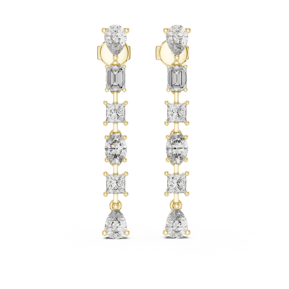 Multi-Shape Diamond Drop Earrings