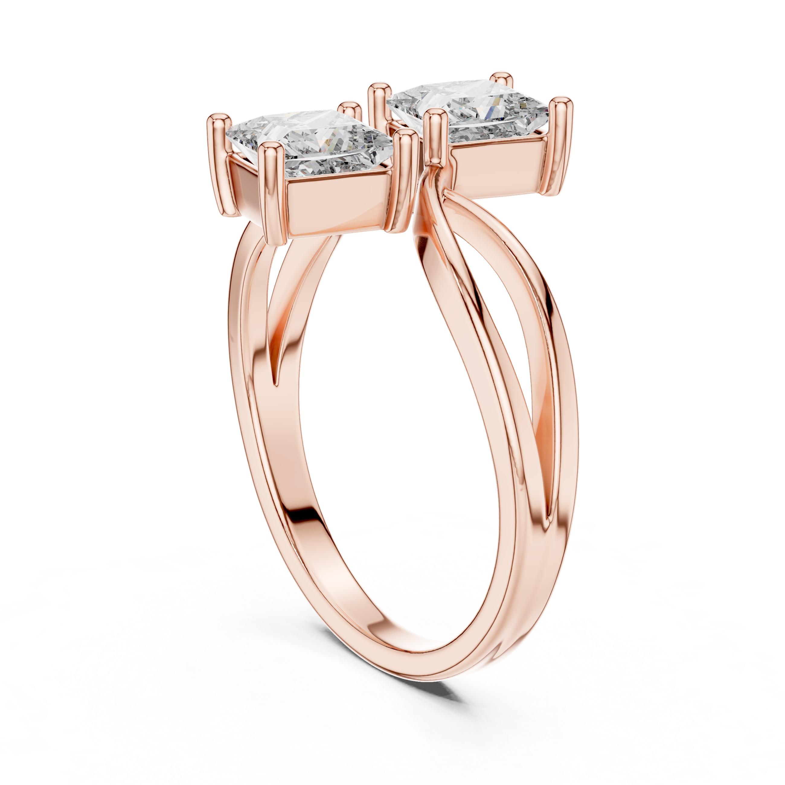 Two-Stone Princess-Cut "Toi et Moi" Bypass Ring
