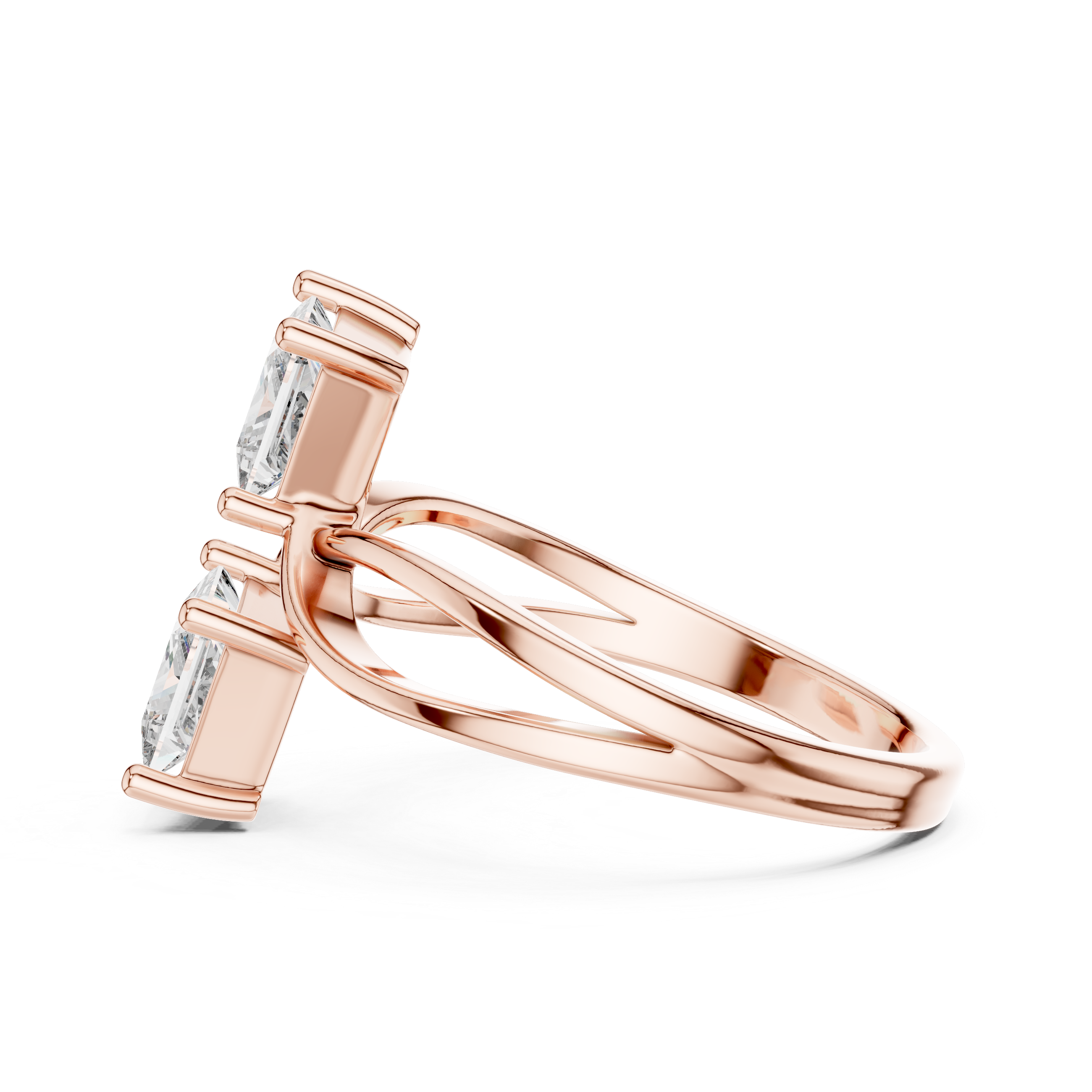 Two-Stone Princess-Cut "Toi et Moi" Bypass Ring