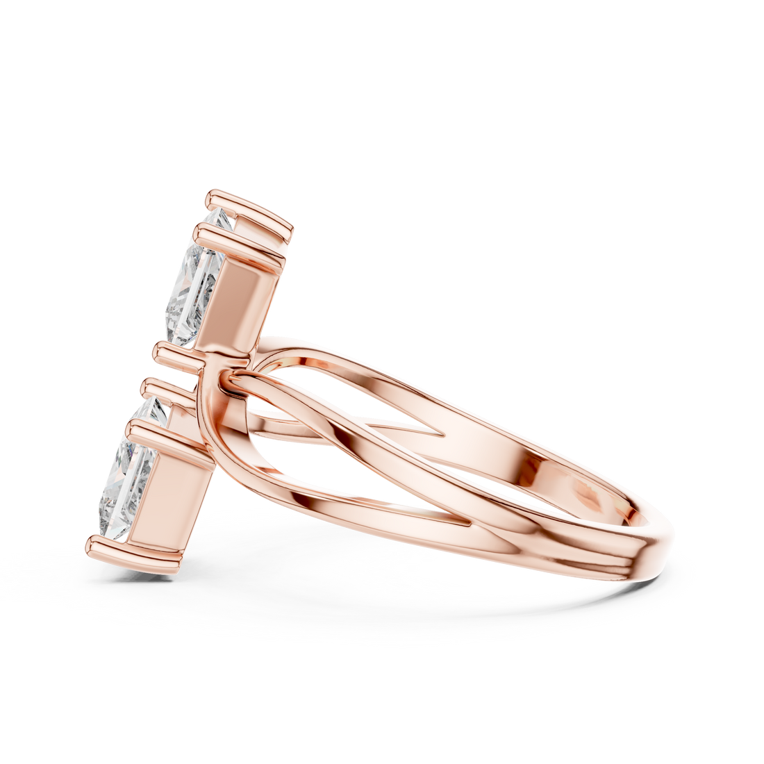 Two-Stone Princess-Cut "Toi et Moi" Bypass Ring