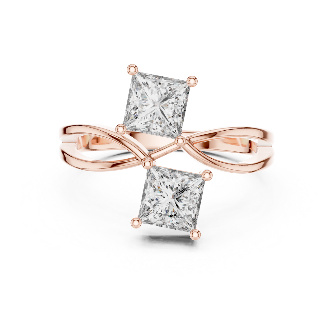 Two-Stone Princess-Cut "Toi et Moi" Bypass Ring