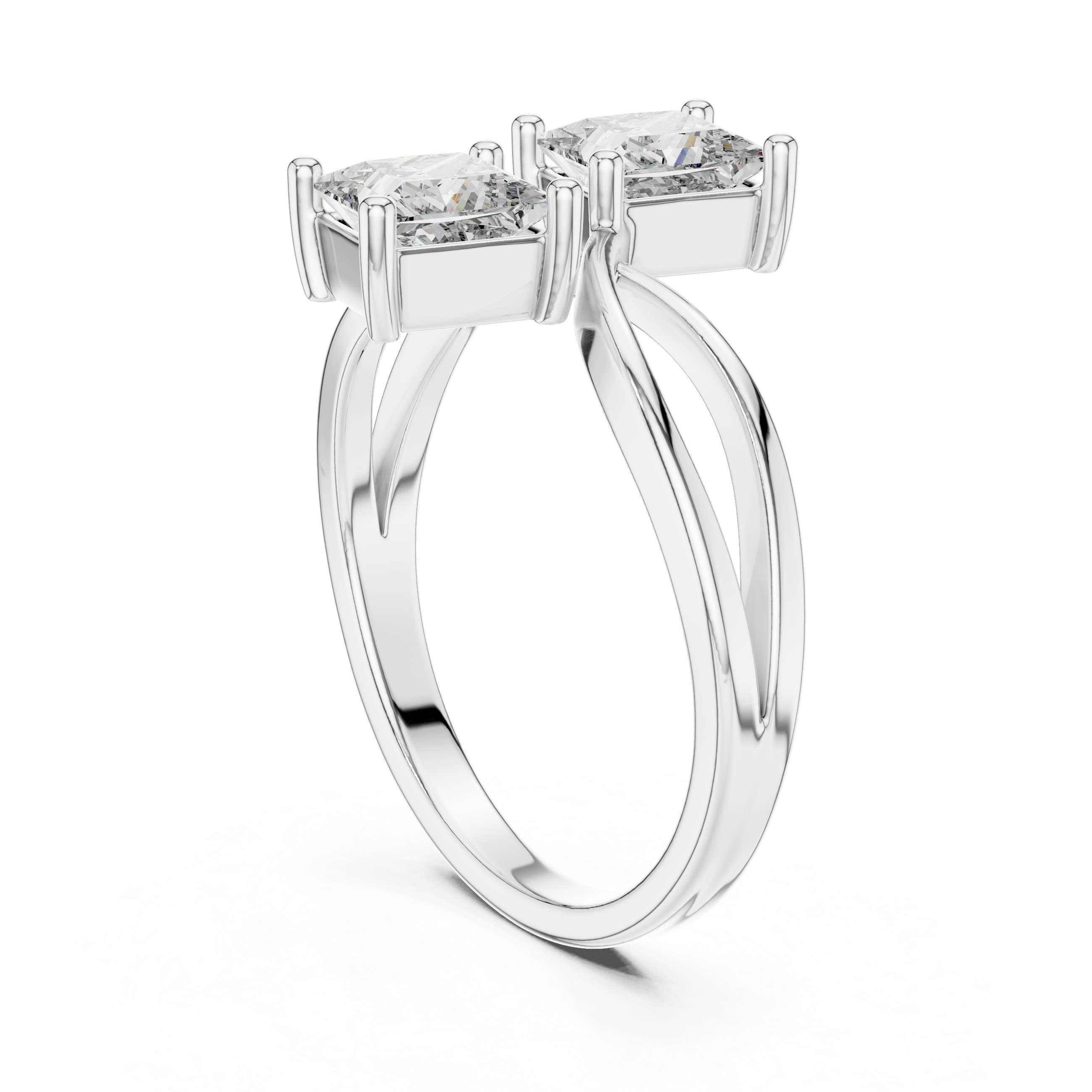 Two-Stone Princess-Cut "Toi et Moi" Bypass Ring