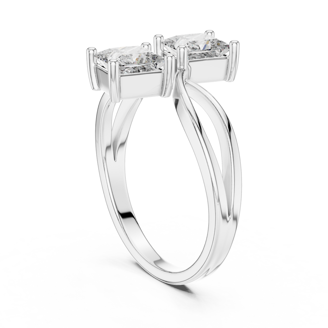 Two-Stone Princess-Cut "Toi et Moi" Bypass Ring