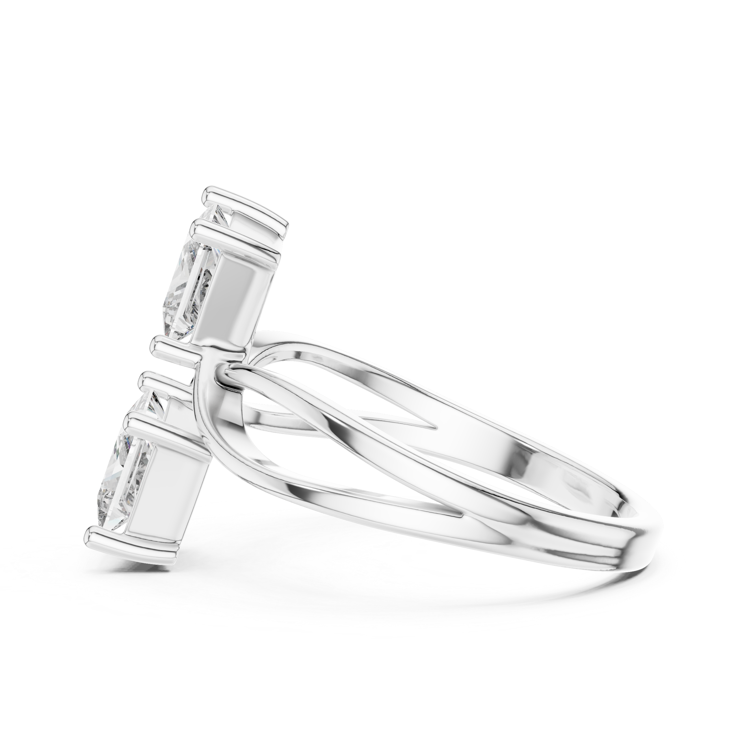 Two-Stone Princess-Cut "Toi et Moi" Bypass Ring
